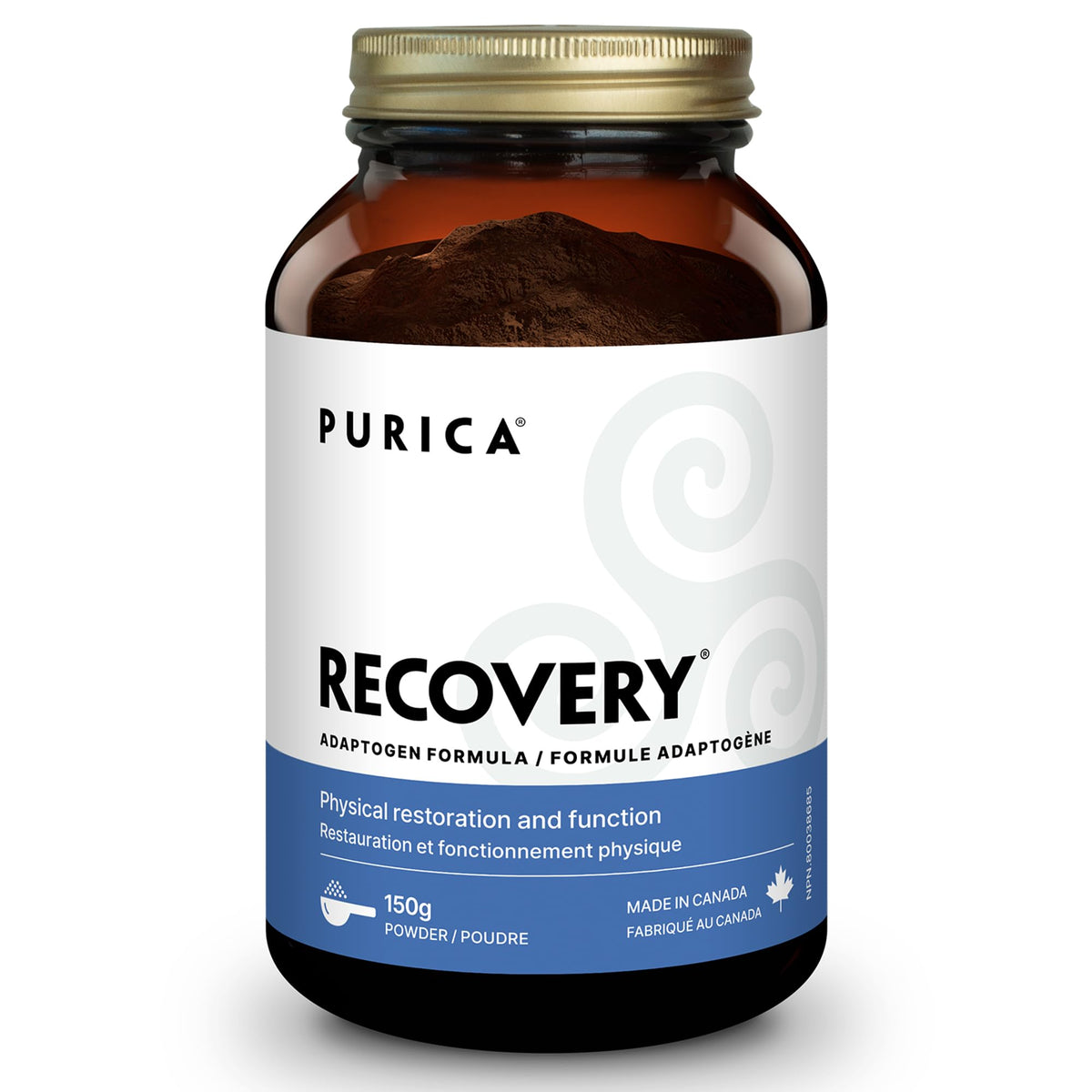 PURICA Recovery Adaptogen Powder, Vegan, Made in Canada, 150 g, 37 Servings
