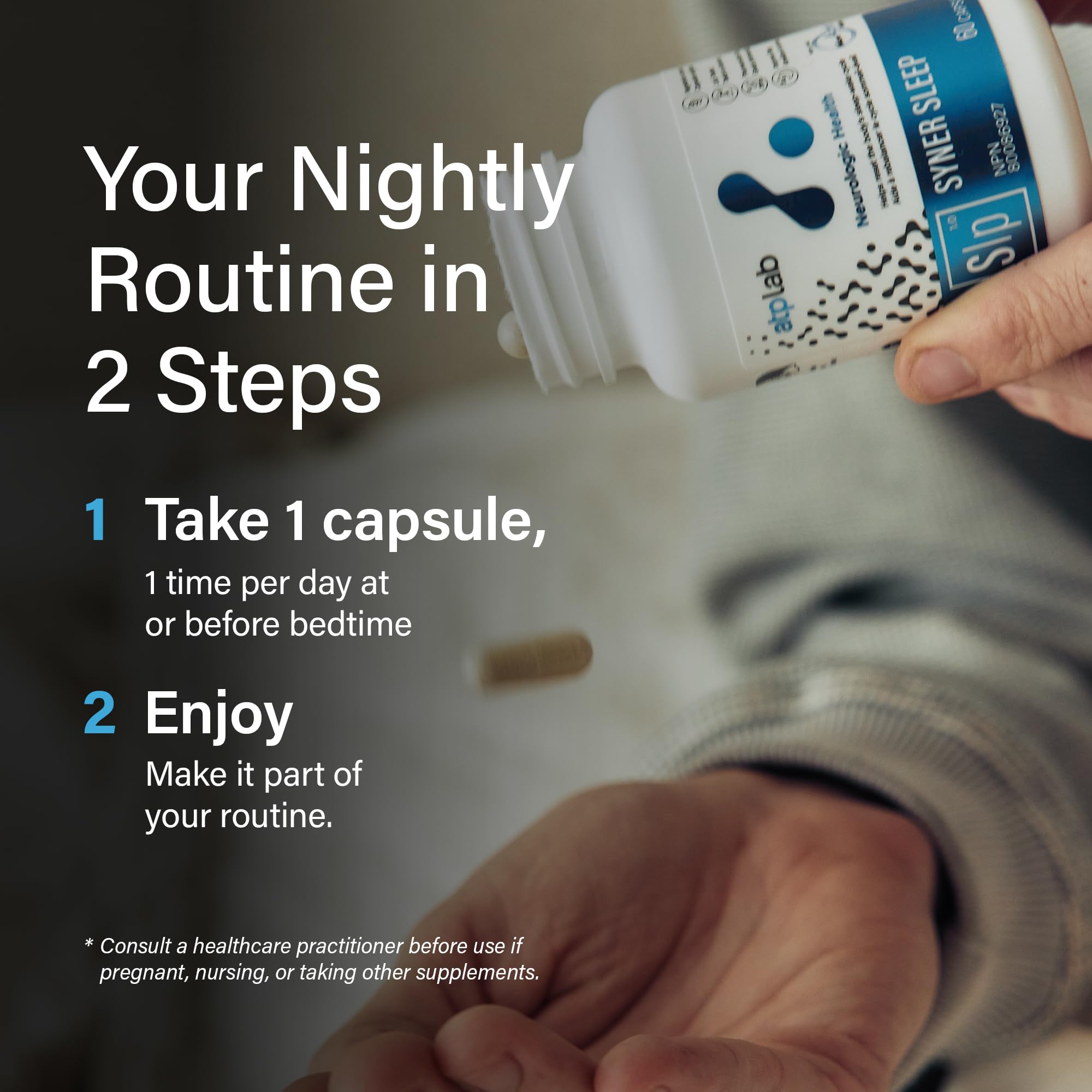 ATP LAB - Syner Sleep 60 Capsules 60-Day Supply - Calm and Sleep Support Supplement - Promote Relaxation and Insomnia Relief - Non-GMO and Gluten-Free