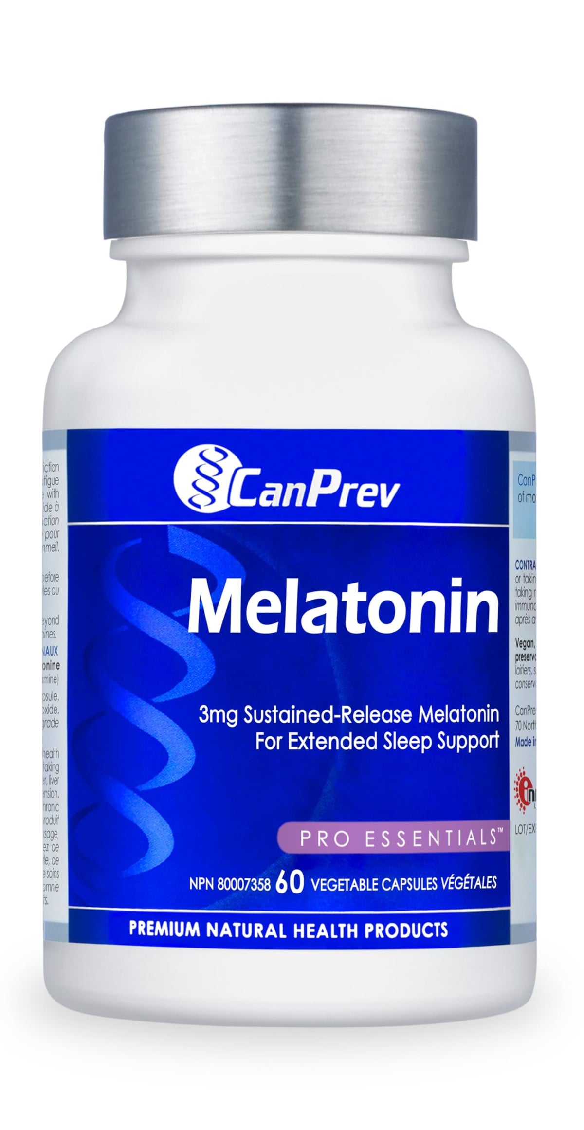 CanPrev Melatonin 3 mg Sustained Release Capsules for Adults, 60 Vegan Caps