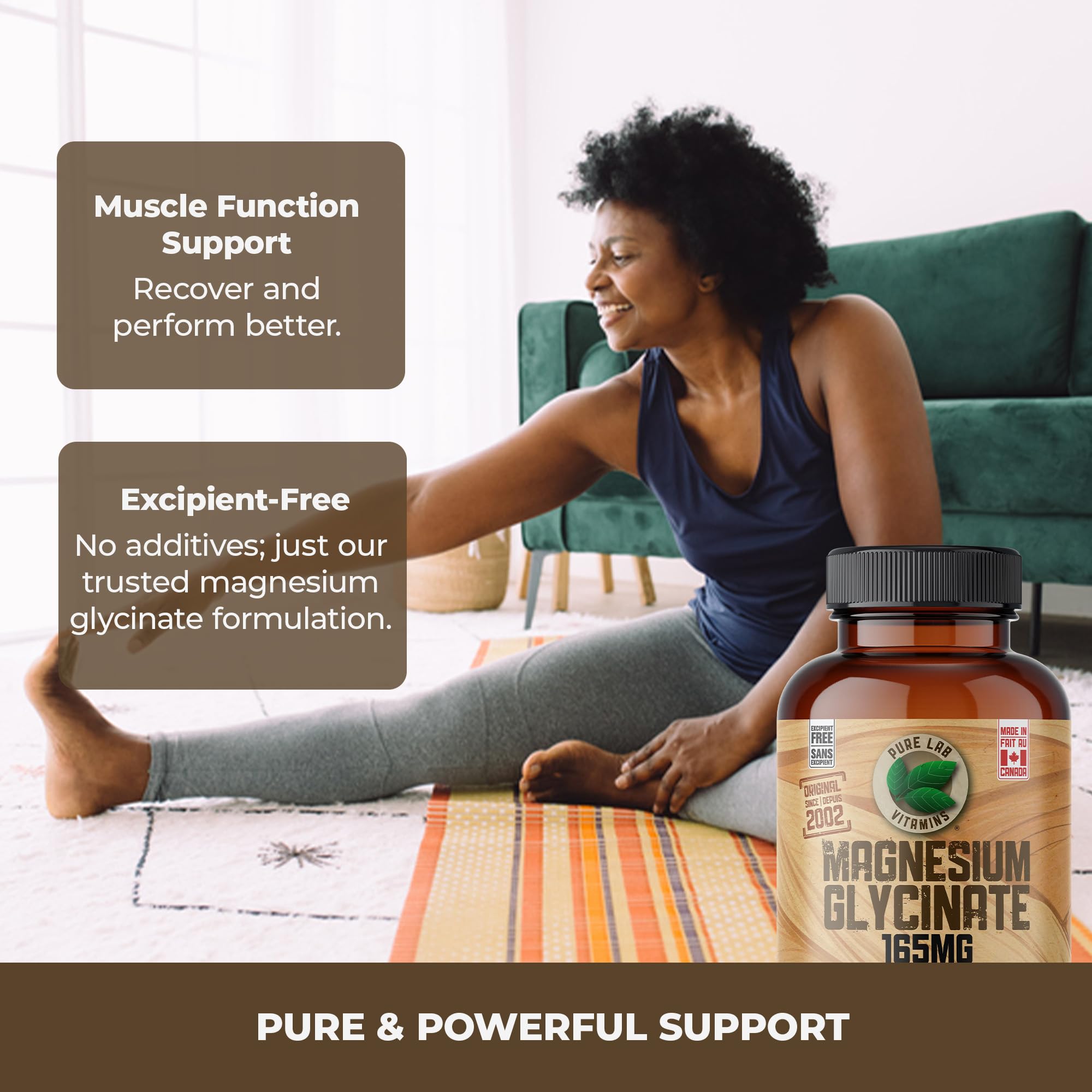 Pure Lab Vitamins | Magnesium Glycinate 165mg | Vegan, Gluten free, Sugar free, Soy free