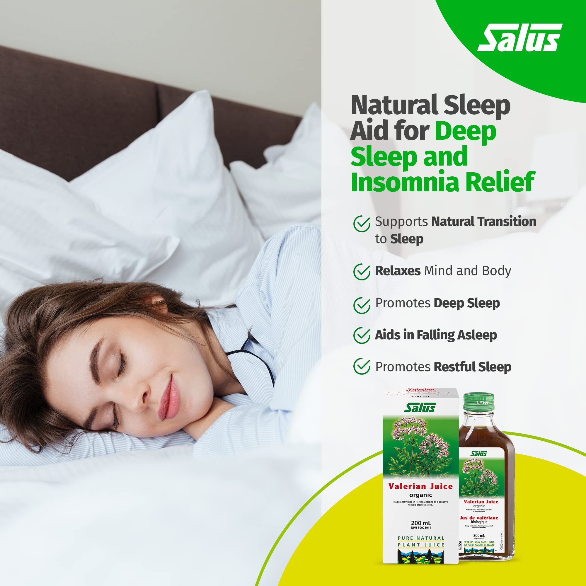 Salus Valerian Fresh Plant Juice | Natural Sleep Aid Promotes Deep Sleep and Anxiety Relief | Calming Support| Herbal Supplement Relax Body and Mind | Organic Valerian Root and Herb | Vegan
