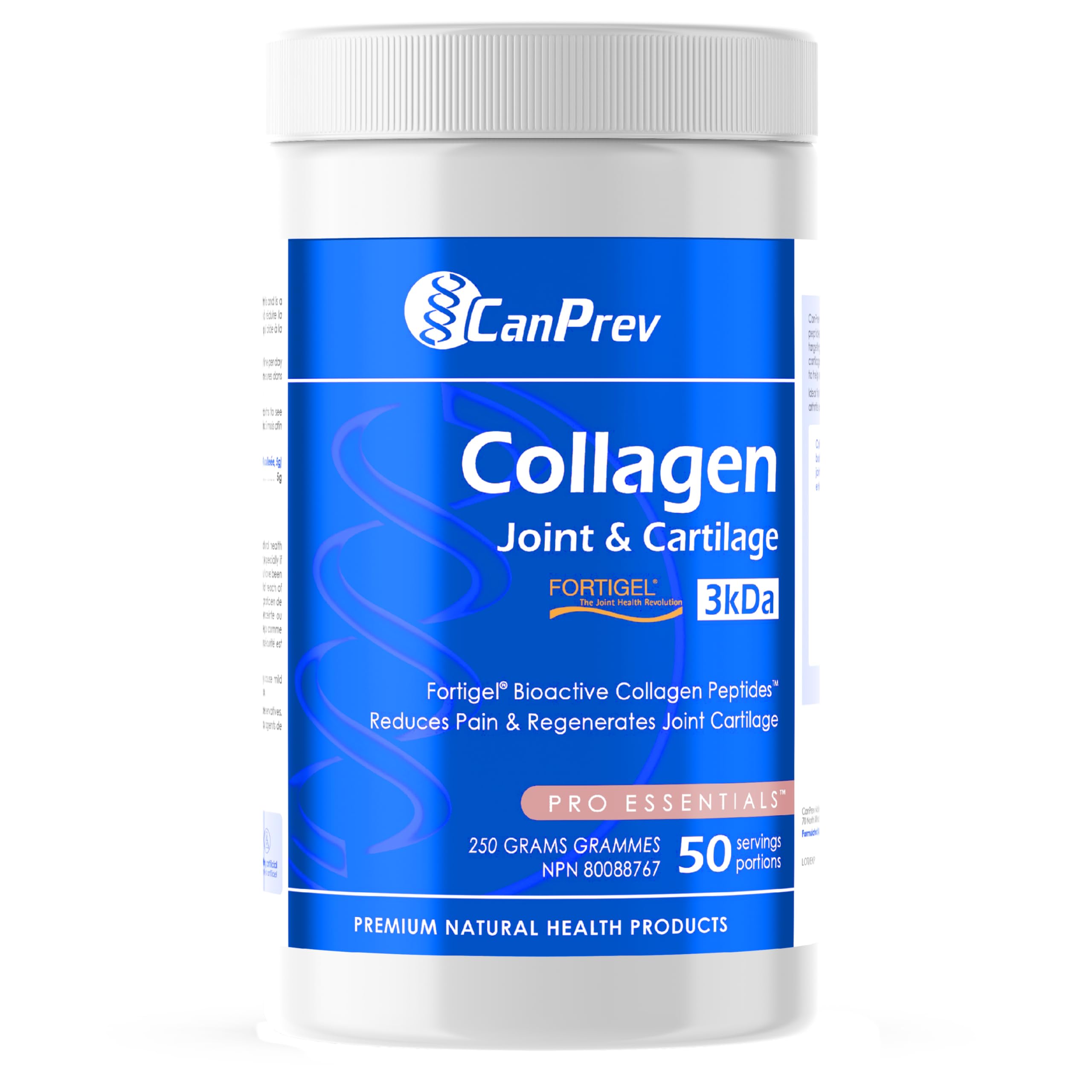 CanPrev Collagène Articulations et Cartilages - 250 g Poudre - 50 Portions - Peptides Protéiques Hydrolysées Types I et III pour le Soutien des Articulations, des Os, de la Peau et des Ongles - Paléo/Keto, Sans Gluten, Sans OGM