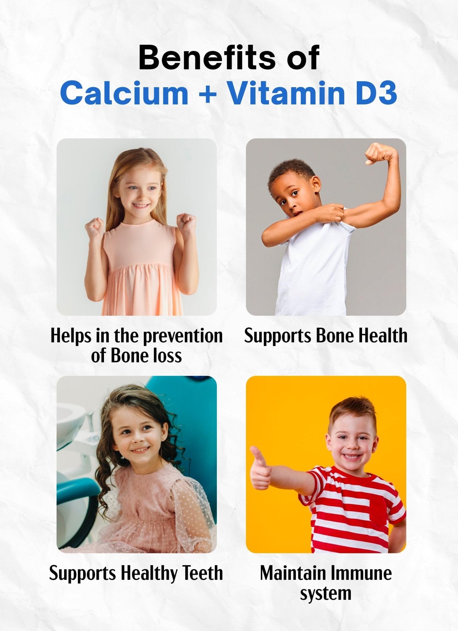 Nutrameltz Kids Calcium + Vitamin D3, 60 Fast-Dissolving Tablets 60-Day Supply - Mixed Berry Flavor, Supports Healthy Bone Strength, Growth and Development, Sugar, Gluten, Dairy-Free, Made in Canada