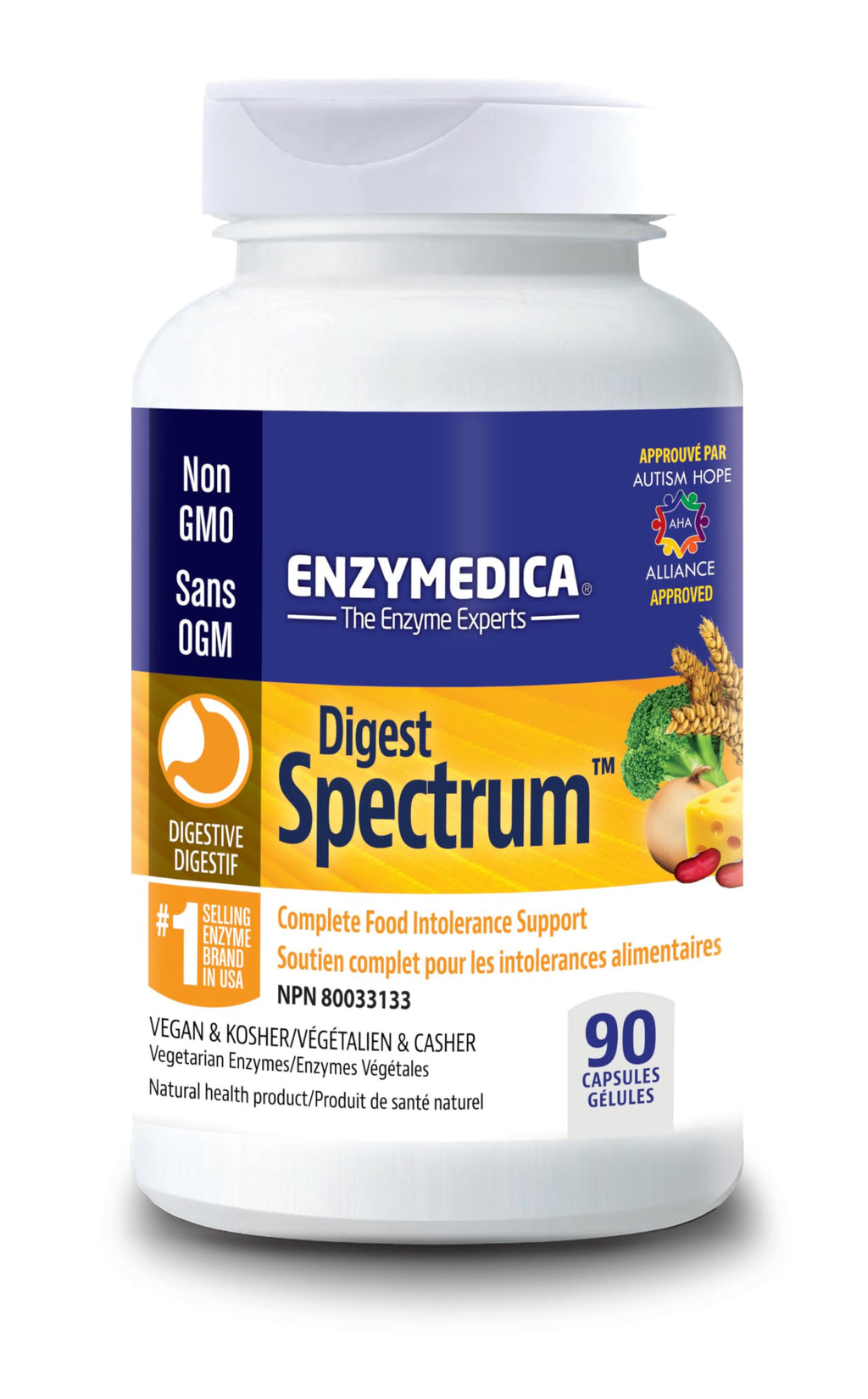 Enzymedica - Digest Spectrum - Broad-Spectrum Digestive Enzyme Supplement for Comfortable Mealtime Experience, Helps with Food Sensitivity Support, Dairy, Gluten-Free