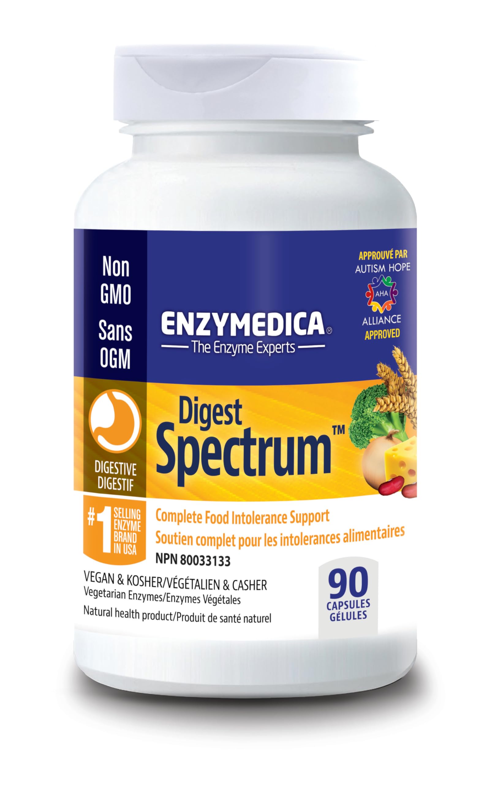 Enzymedica - Digest Spectrum - Broad-Spectrum Digestive Enzyme Supplement for Comfortable Mealtime Experience, Helps with Food Sensitivity Support, Dairy, Gluten-Free