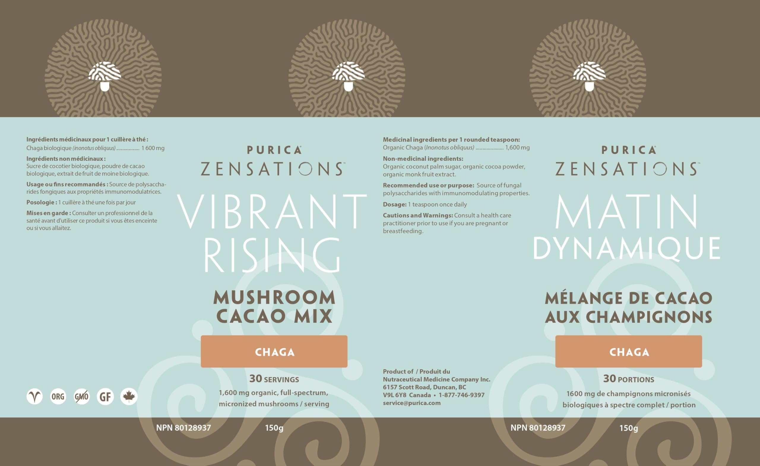 PURICA - Boisson cacao au champignon Reishi rouge Zensations - 150 g