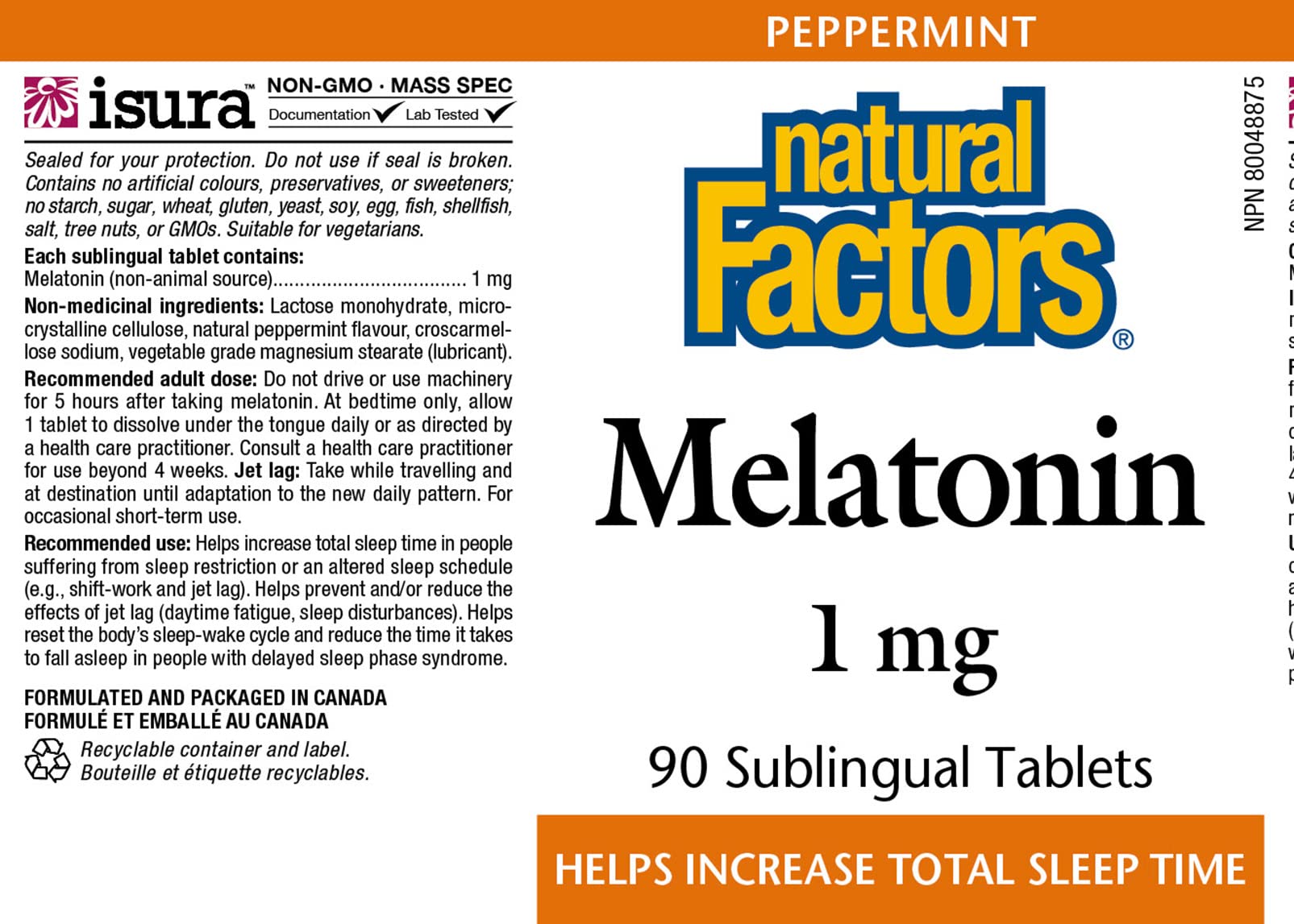 Natural Factors Melatonin 1 mg, 90 Tabs