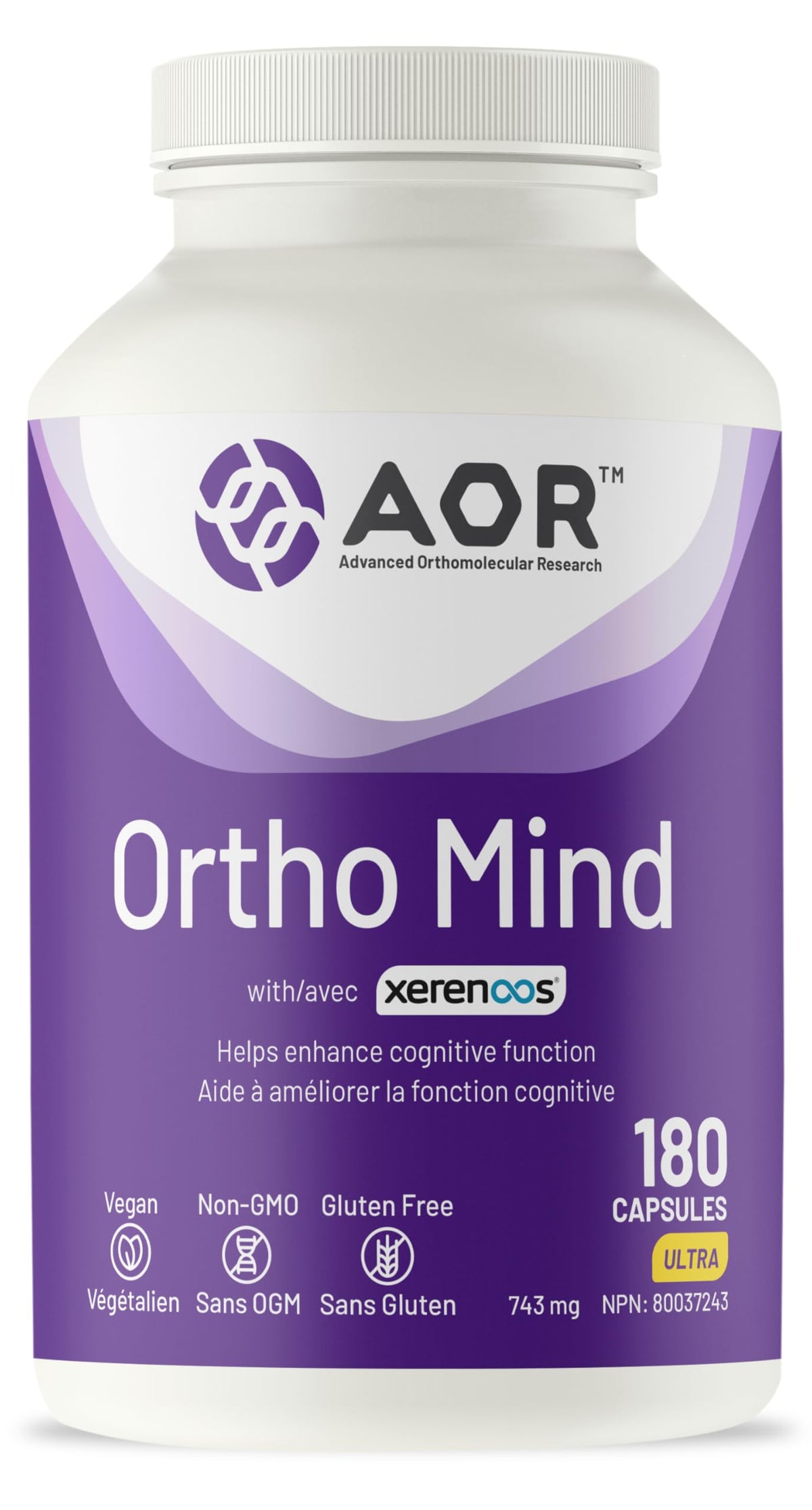 AOR Ortho Mind, Citicoline 500 mg, Acetyl L Carnitine, Bacopa, 180 Capsules