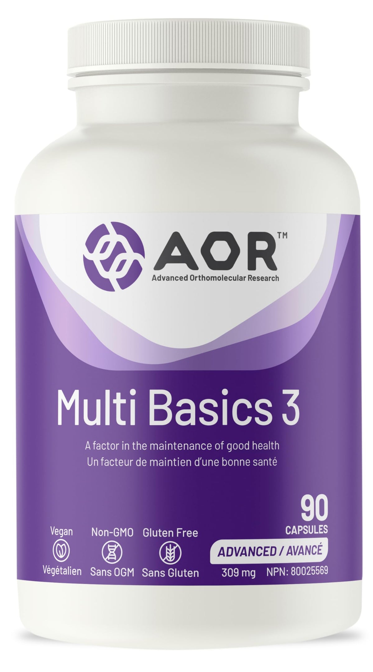AOR Multi Basics 3 Adult Multivitamin, B Complex, Vitamin K2, 90 Capsules