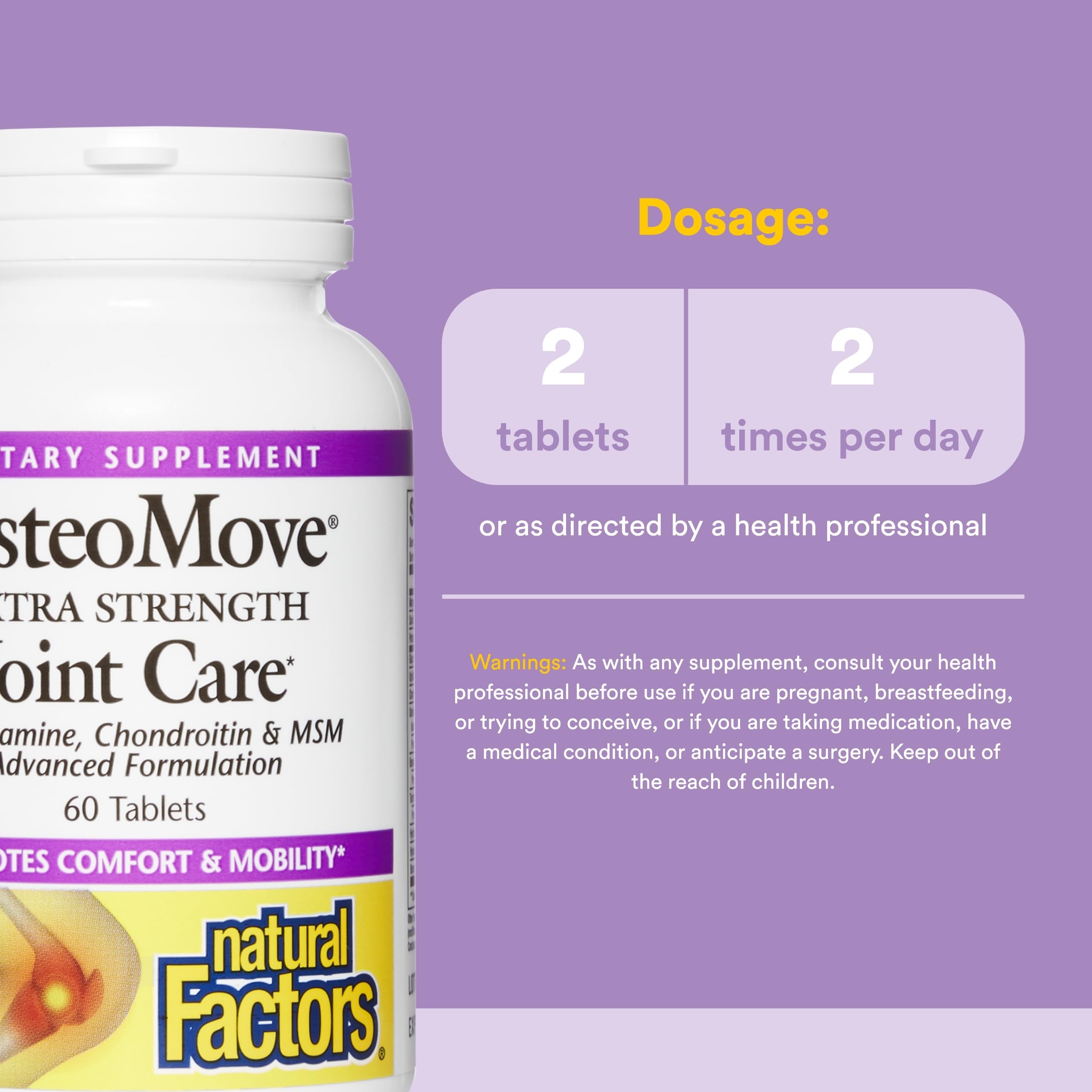 Natural Factors, OsteoMove Joint Care, Extra Strength Support for Joint and Bone Health, Non-GMO, 60 Tablets (30 Servings)