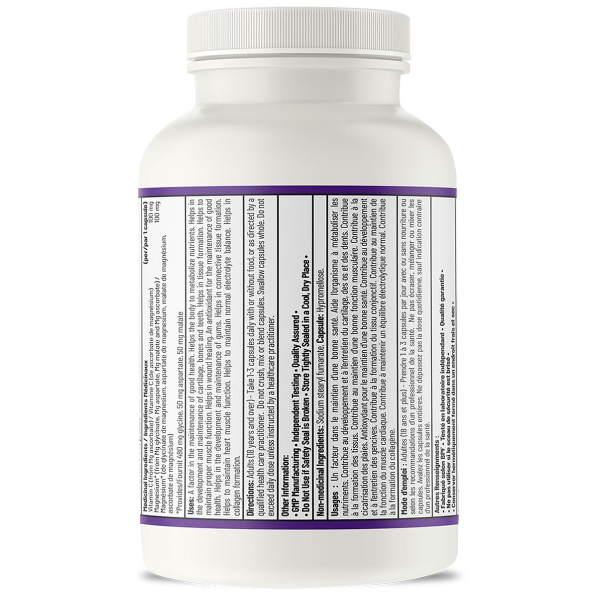AOR Magnesium Complex, Magnesium Supplement, Vitamin C 100 mg, 90 Capsules