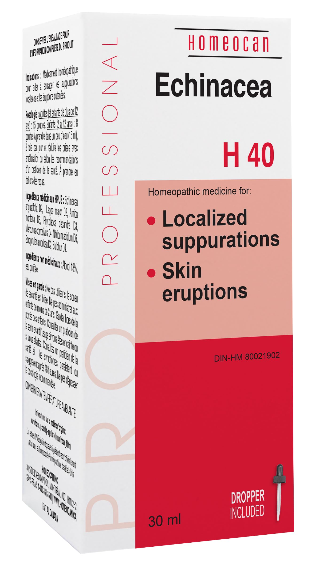 Homeocan H40 Echinacea Drops 30ml, 40 Servings with Dropper, Herbal Liquid Supplement for Daily Wellness, Echinacea Angustifolia Extract for Adult & Kid, Supports Seasonal Comfort & Natural Resilience