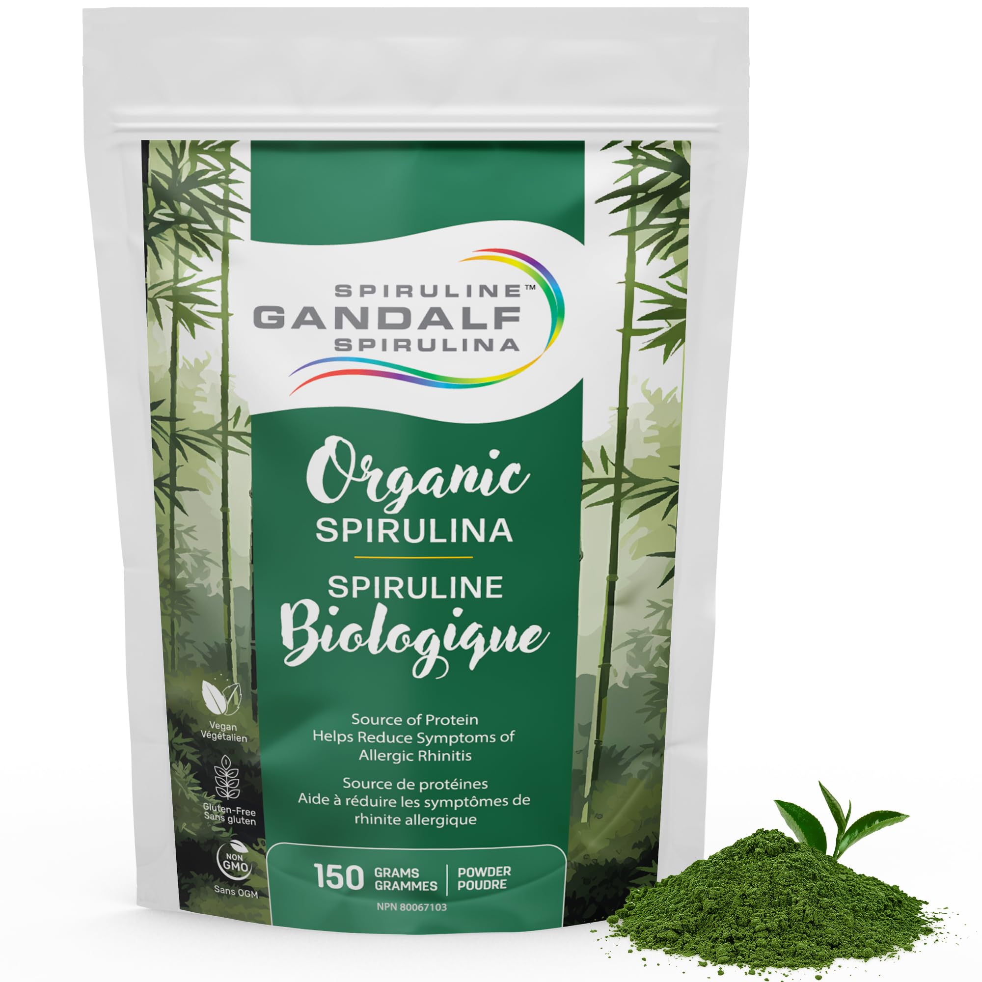 Gandalf Organic Spirulina Powder 150g 30-Servings - Pure Blue-Green Algae Superfood - Vegan, Packed with Iron, Antioxidants and Essential Nutrients, Perfect for Smoothies and Recipes