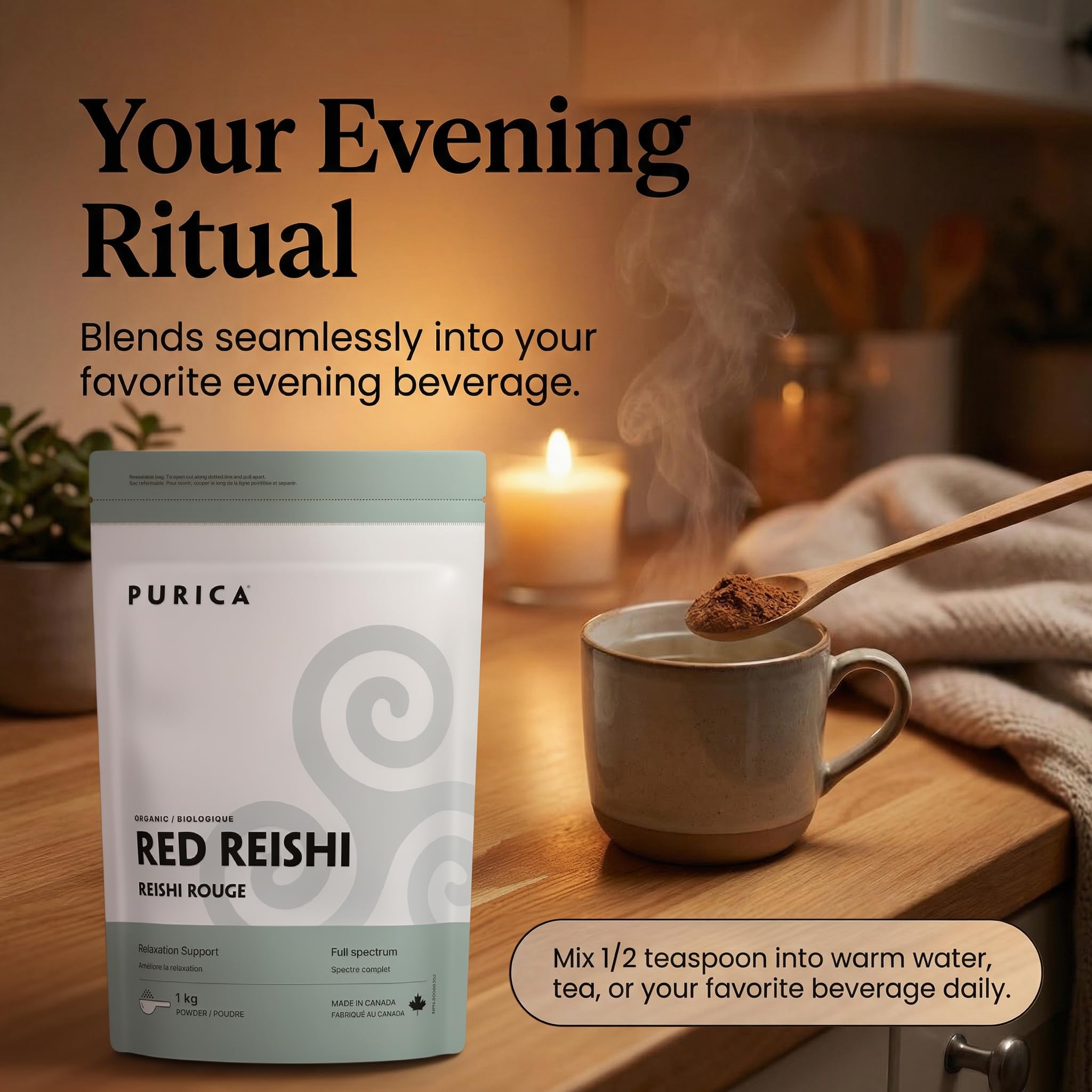 Purica Red Reishi Micronized Mushroom Powder