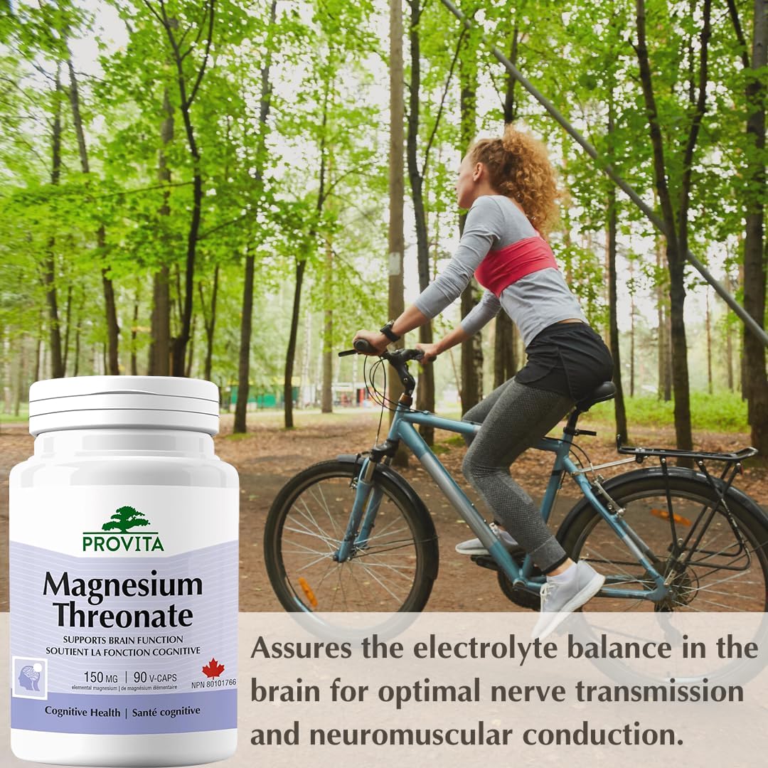 Magnesium Threonate - Elemental Magnesium by Provita | 50 mg from Magnesium L-Threonate, Vitamin C + Vitamin D3 | Helps in Mag-nesium Deficiency | Maintains Brain Electrolyte Balance | 90 Capsules