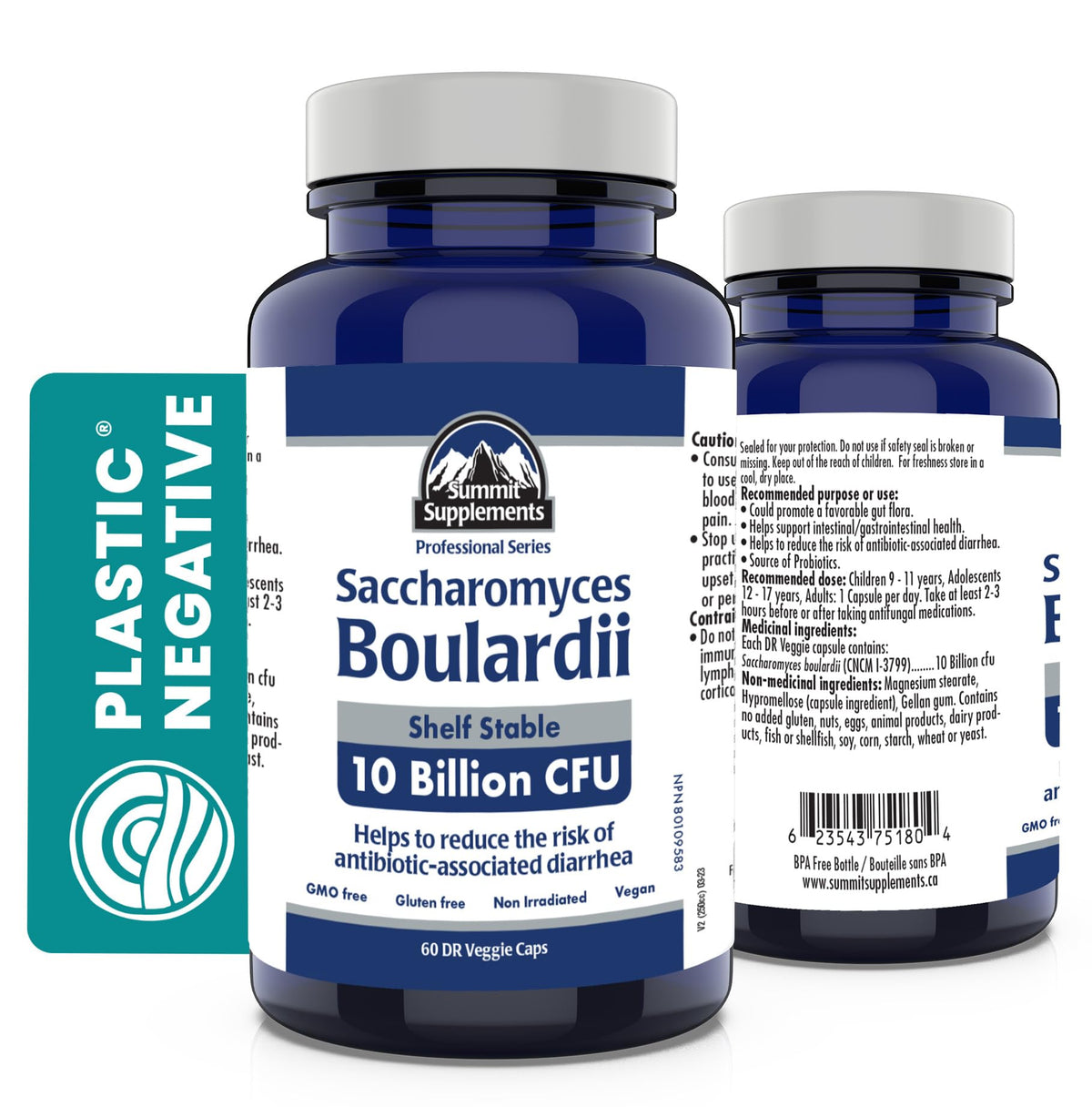 Saccharomyces Boulardii Probiotic Supplement, 60 DR Veggie Caps 60-Day Supply, 10 Billion CFU, Digestive Balance & Gut Flora Support, Vegan, Gluten-Free & Non-GMO, Proudly Canadian & Plastic Negative