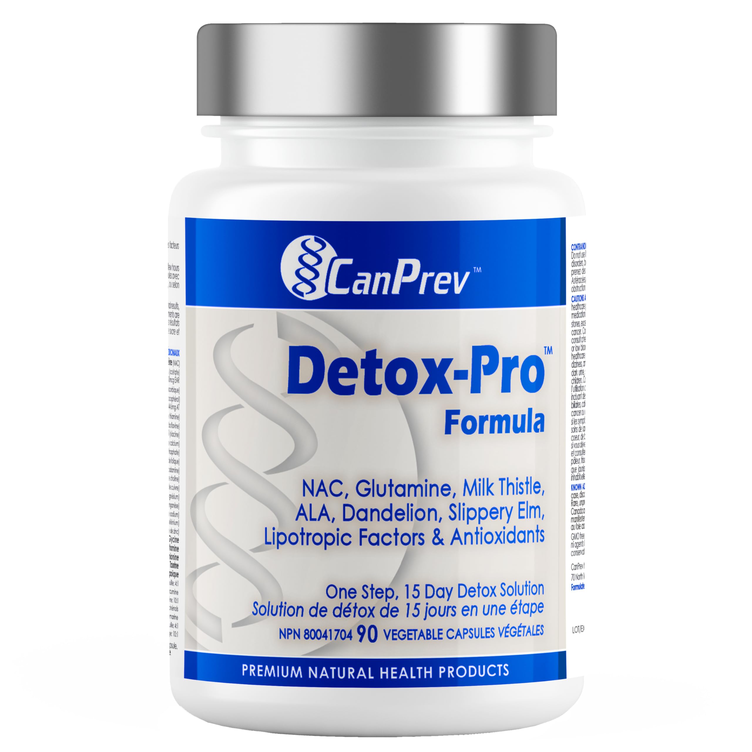 CanPrev Detox-Pro Formula, 90 V-Capsules - Soutien hépatique avec NAC, L-Glutamine, chardon-marie et antioxydants - Favorise la dégradation des glucides, des graisses et des protéines - Soutient la santé du foie
