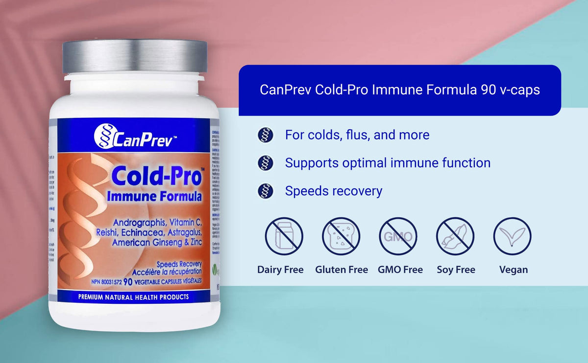 CanPrev Cold-Pro Immune Support, Vitamin C, Reishi Mushroom, 90 Capsules