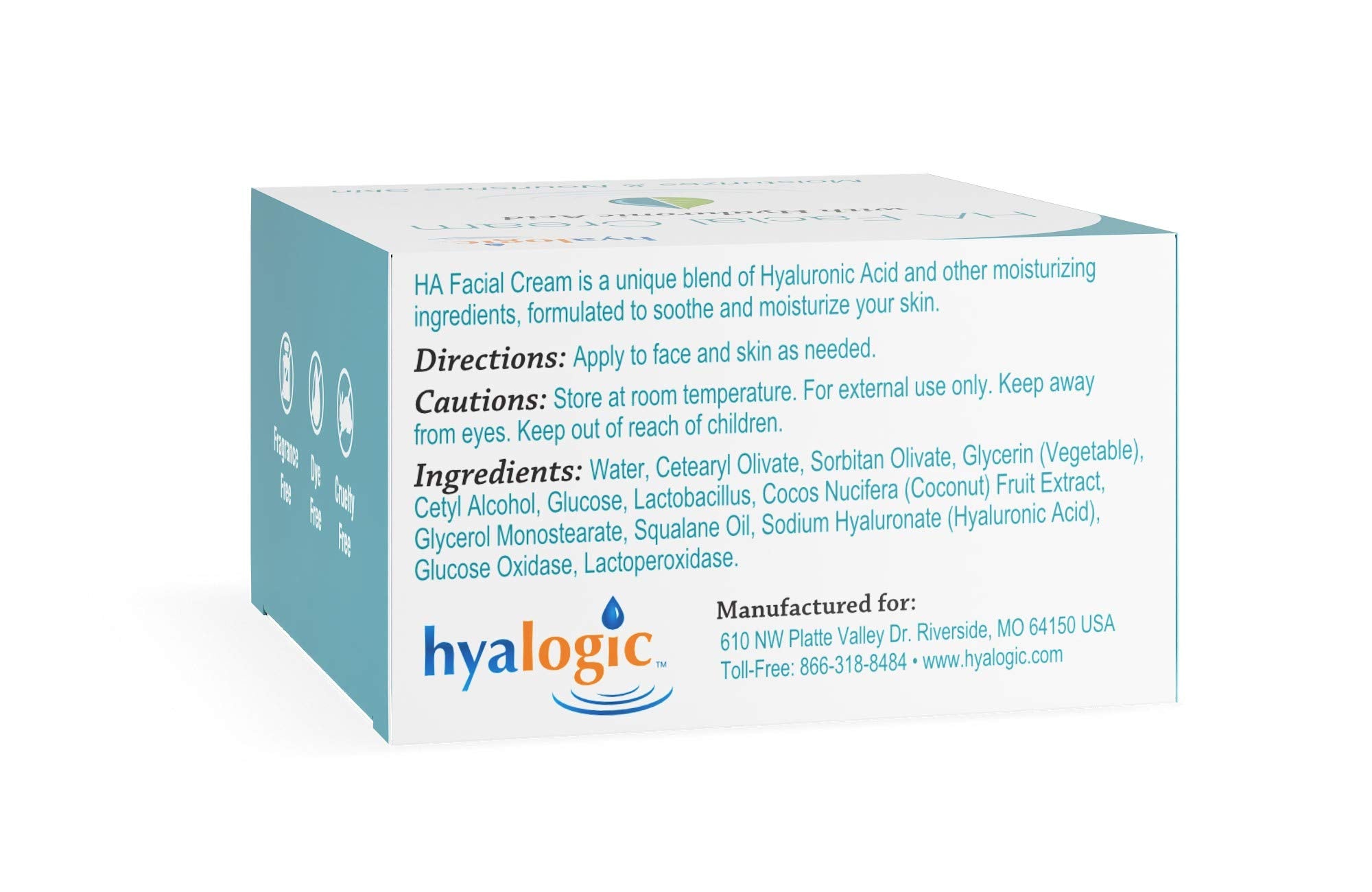 Hyalogic - Crème Faciale Episilk Elite à l'Acide Hyaluronique Pur 56 g - Formule Apaisante, Nourrissante et Hydratante pour la Peau - Sans Gluten, Parabènes, Cruauté Animale et Parfum