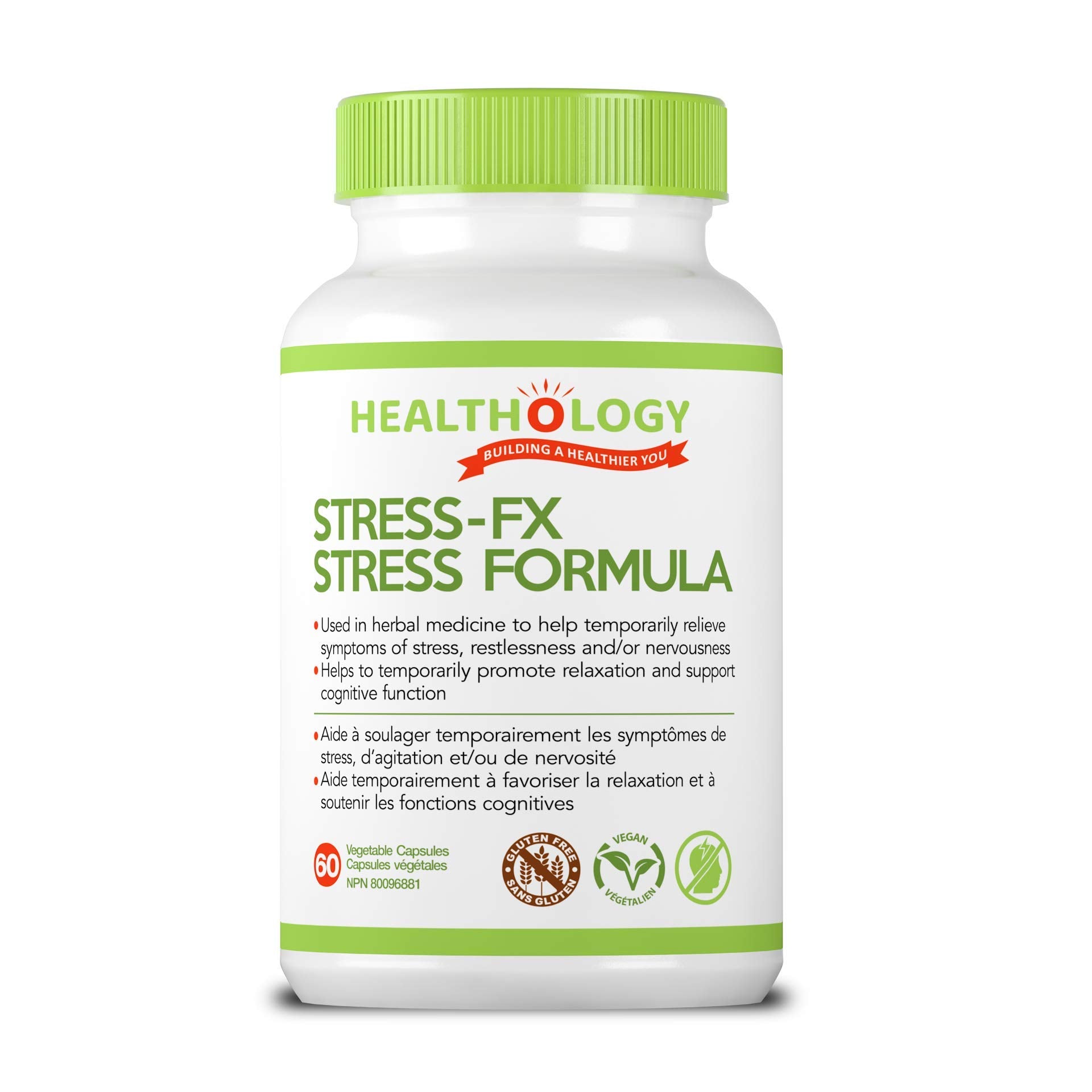 Healthology Stress-FX Stress Formula – Cortisol & Calm Support with Rhodiola, Ashwagandha & GABA – 60 Veg Capsules – Vegan, Gluten-Free, Non-GMO