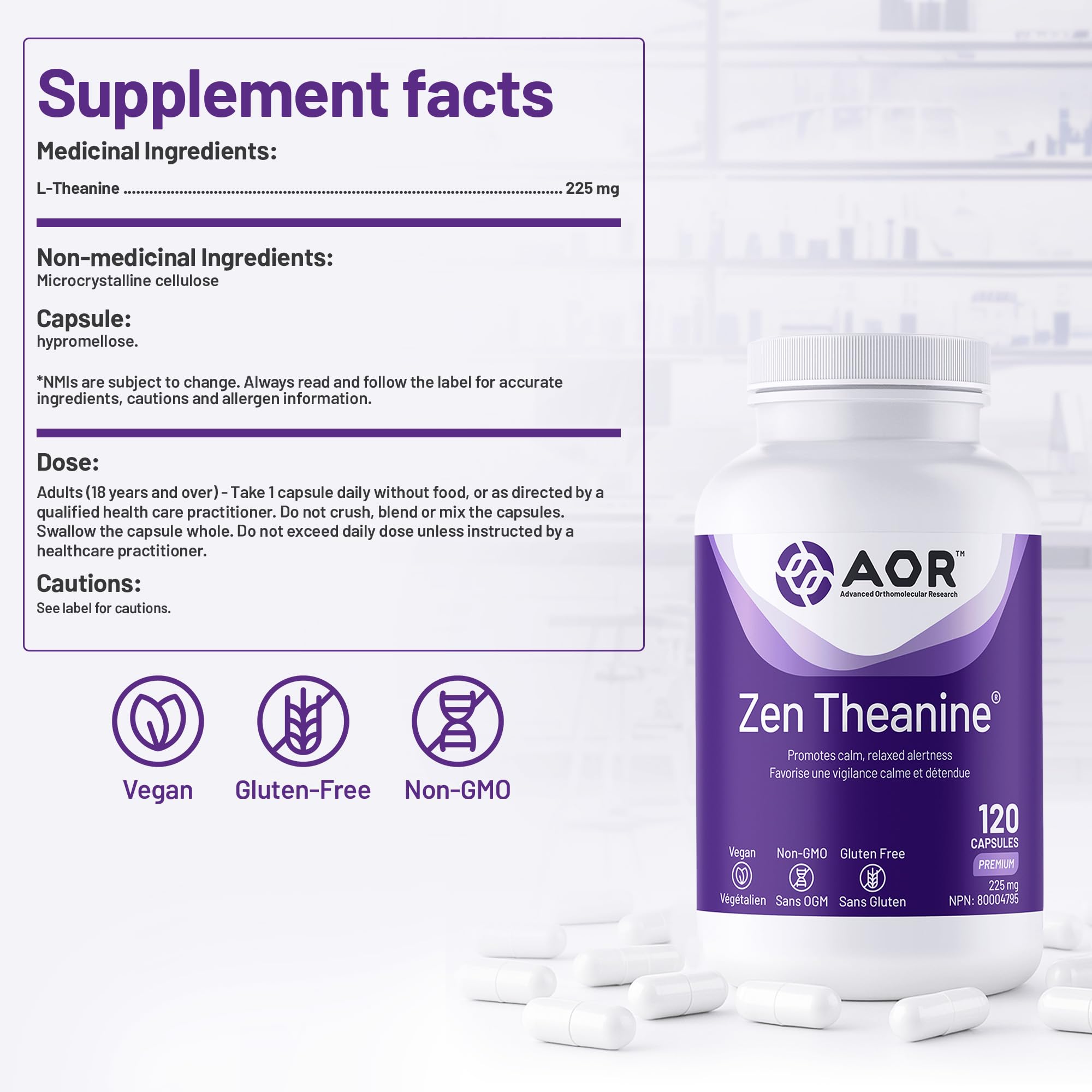 AOR - Zen Théanine - 60 gélules - Favorise la relaxation sans somnolence