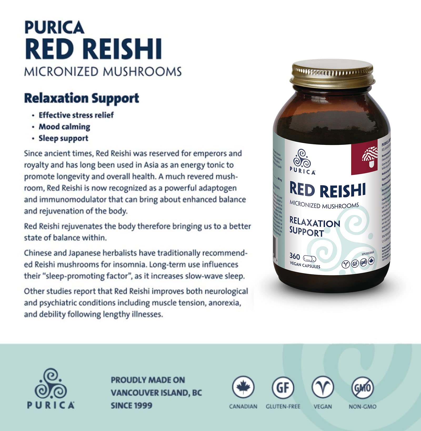 PURICA - Reishi Rouge - Champignons micronisés - Aide à la relaxation