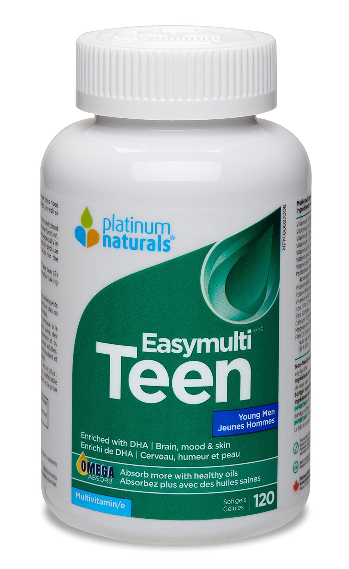 Platinum Naturals - Easymulti Teen for Young Men | DHA | Brain & Skin