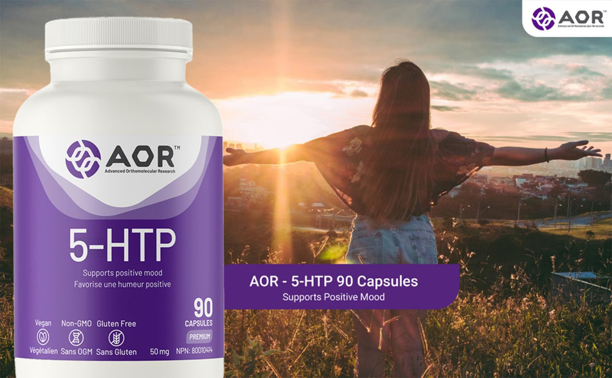 AOR 5-HTP Supplement, Vegan, Unflavoured, 50 mg, 90 Capsules, 30-Day Supply