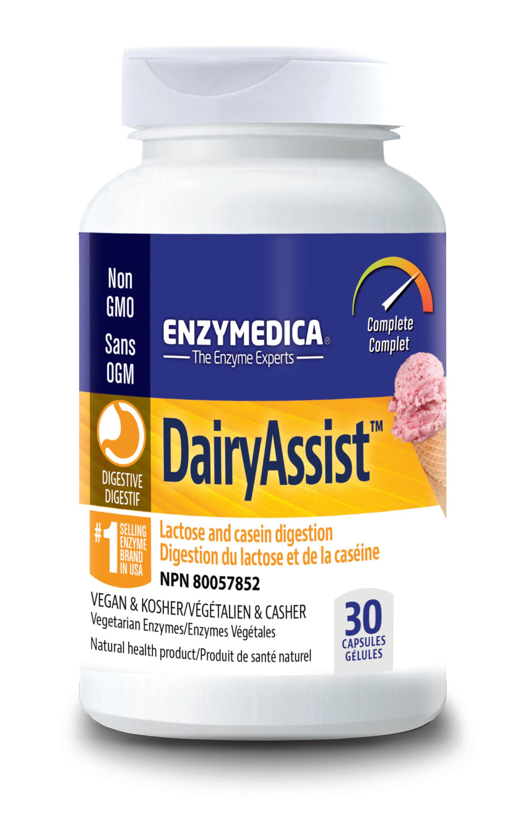 Enzymedica - Dairy Assist Digestive Enzymes 30 Vegan Capsules 30-Day Supply - Support Lactose, Casein Digestion, Helps Ease Gas & Bloating, Dairy Sugar, Protein Breakdown & Essential Digestive Enzymes