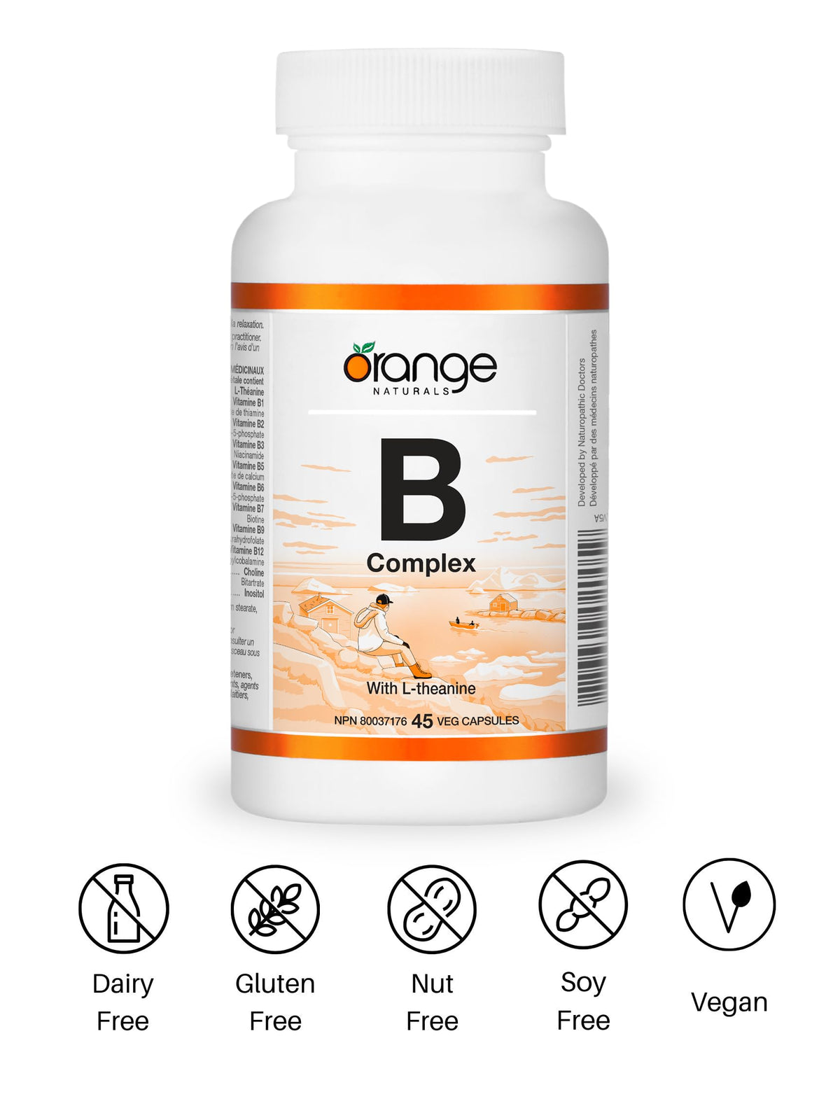 Orange Naturals B Complex with L-Theanine, 45 Veg Capsules, 45 Day Supply