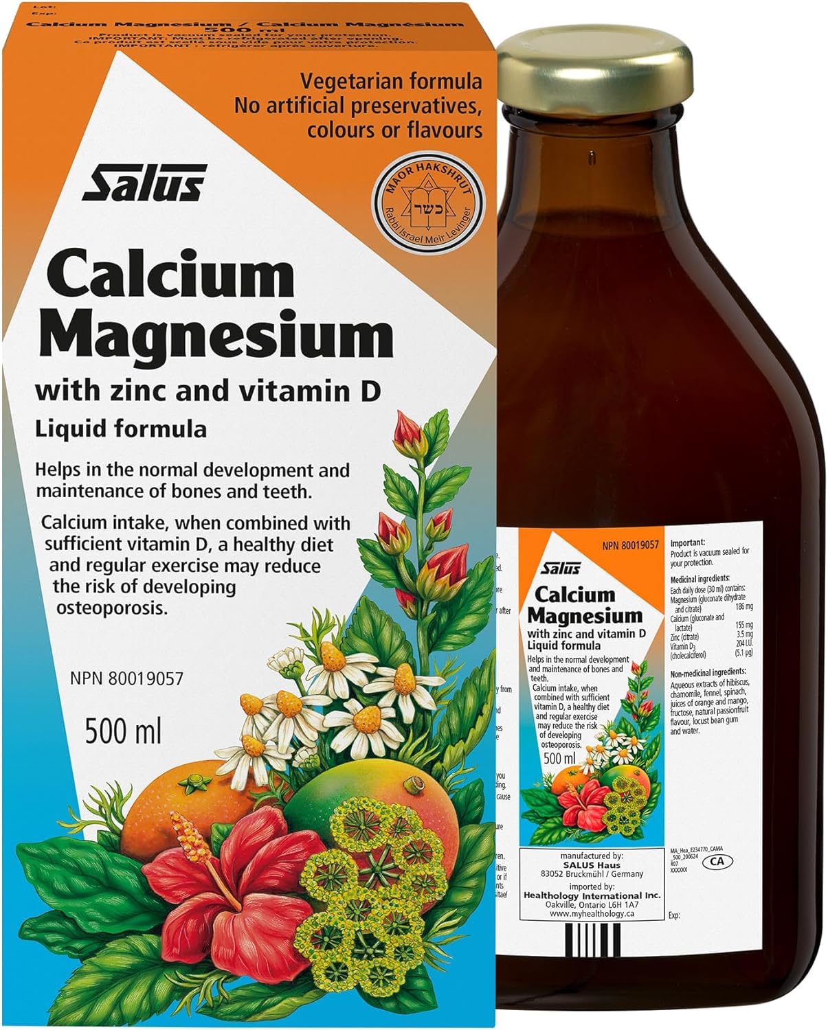 SALUS Calcium Magnésium avec zinc et Vitamine D 500 millilitres