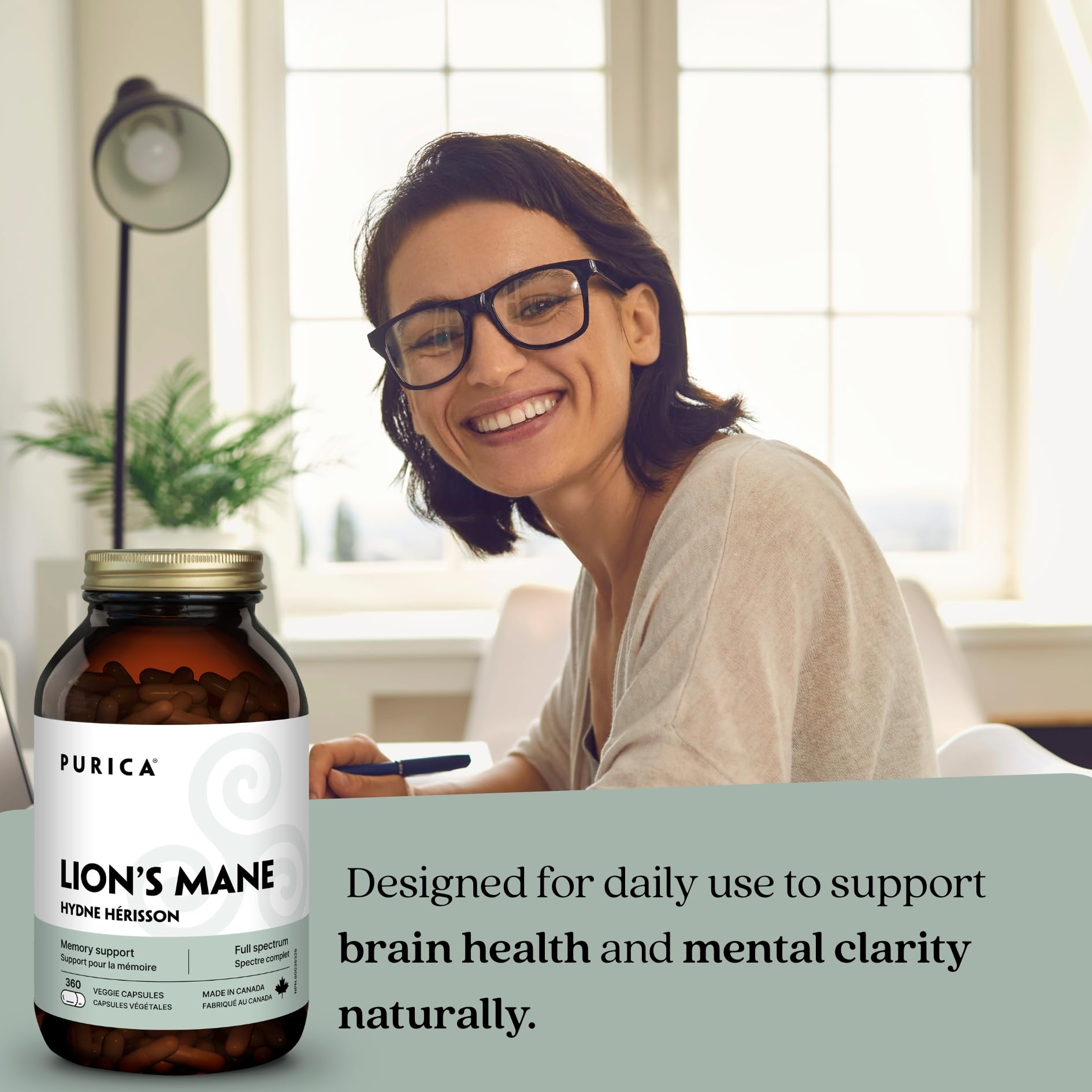 PURICA Crinière de Lion Biologique - Complément pour la Santé Cérébrale, Mémoire et Concentration, Gélules 100% Naturelles, Véganes