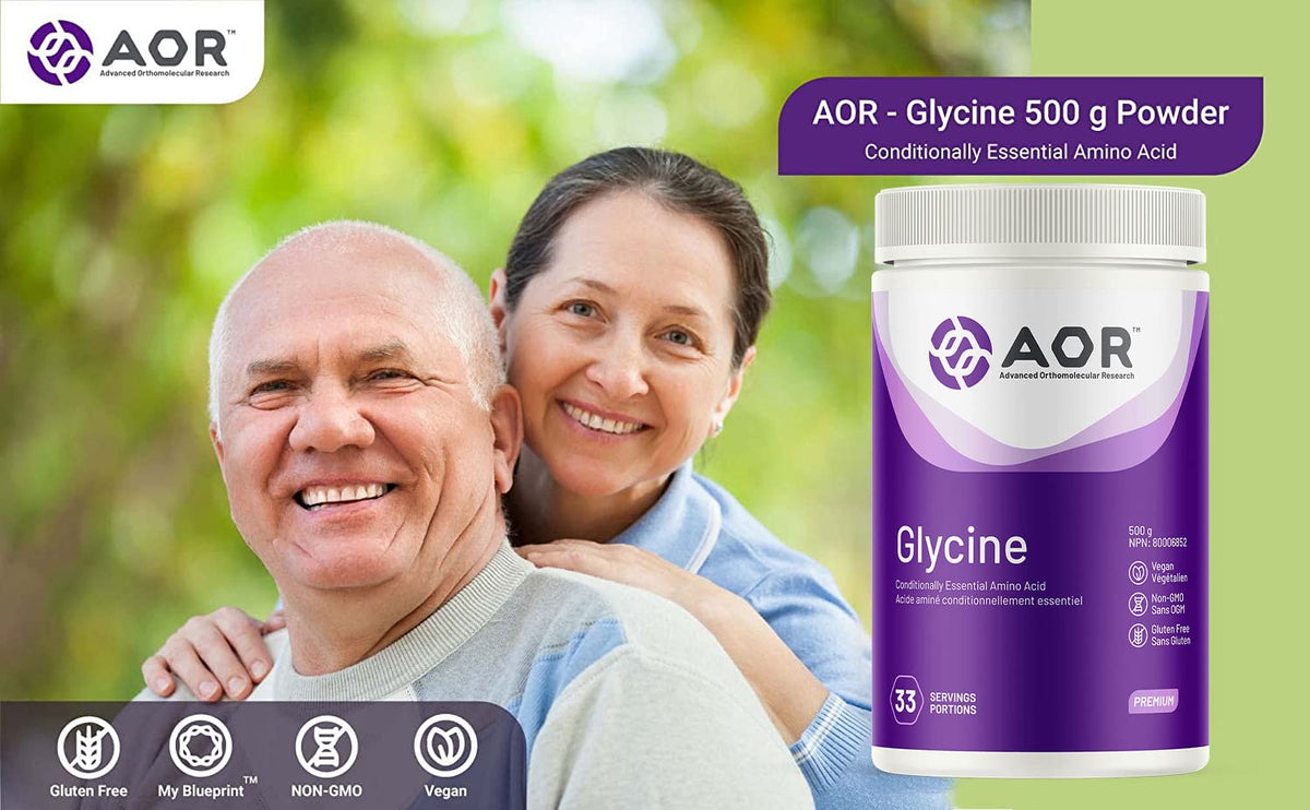 AOR Glycine Powder Supplement, Powdered Glycine, Vegan, 500g, 33 Servings