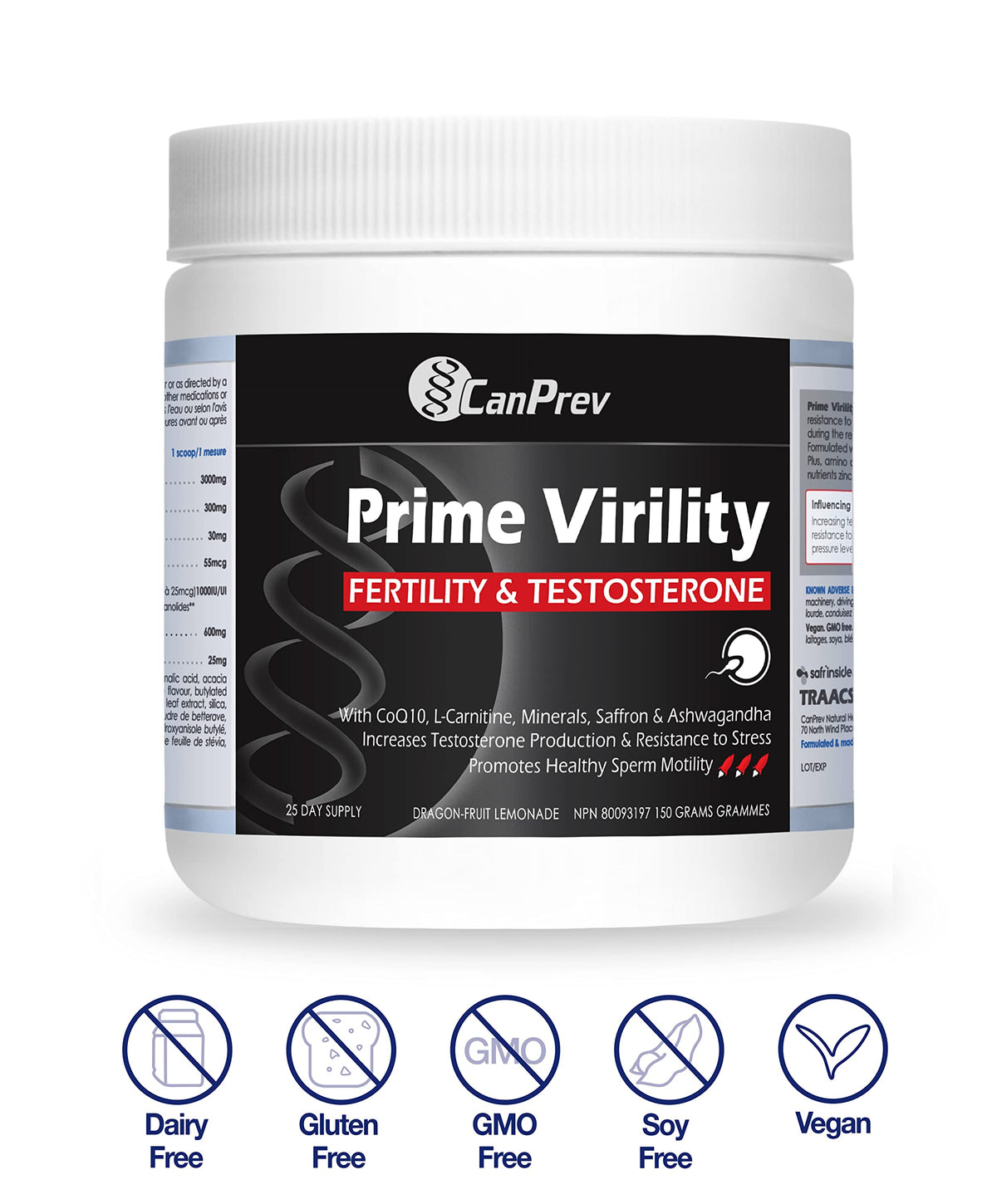 CanPrev Prime Virility Powder, CoQ10, Zinc, Vitamin D3, Ashwagandha, 150g