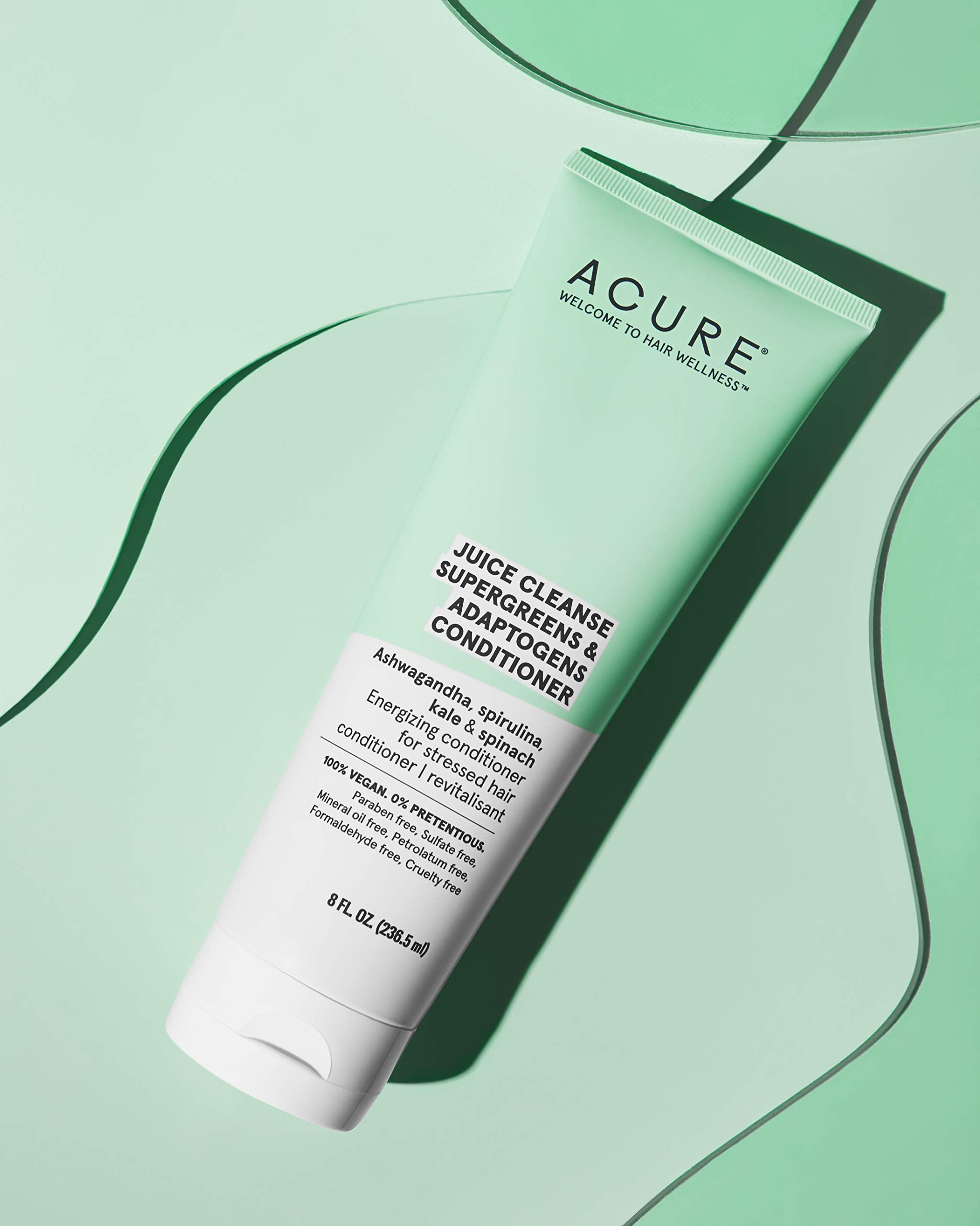 Acure - Juice Cleanse Supergreens & Adaptogens Conditioner, 8 fl oz - Antioxidant Conditioner to Brighten and Re-Energize Stressed Hair - Conditioner for Dry Hair and Damaged Hair - 100% Vegan