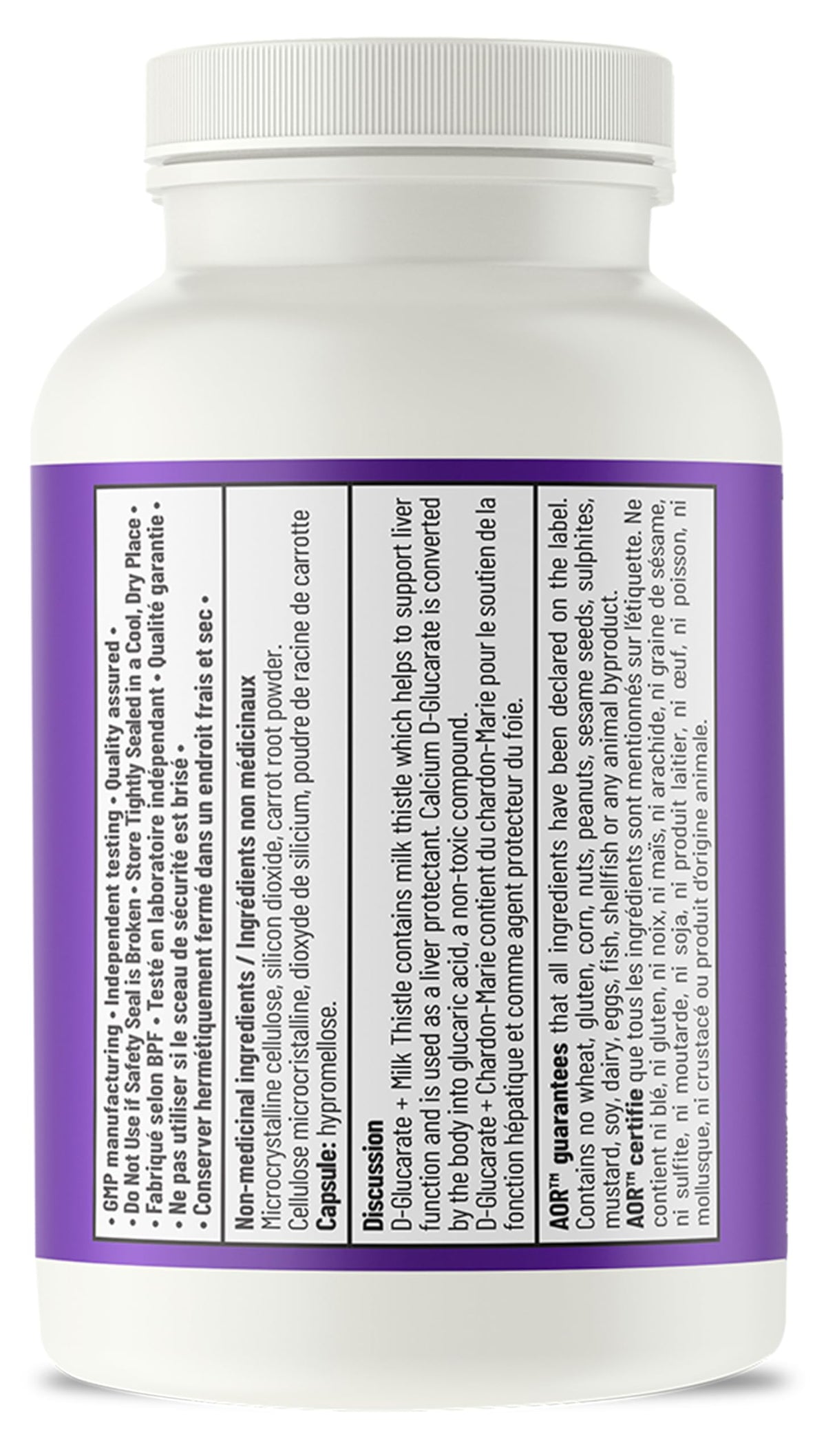 AOR Calcium D Glucarate Milk Thistle, Liver Support, 80% Silymarin, 60 Caps