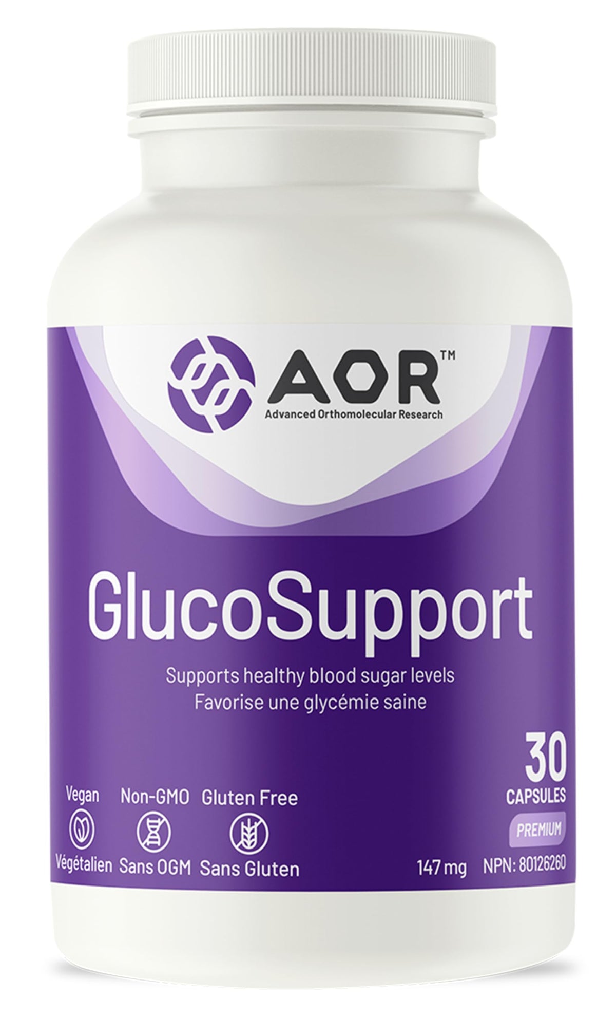 AOR GlucoSupport Capsules, Mulberry Leaf Extract, Gluten Free, 30 Capsules