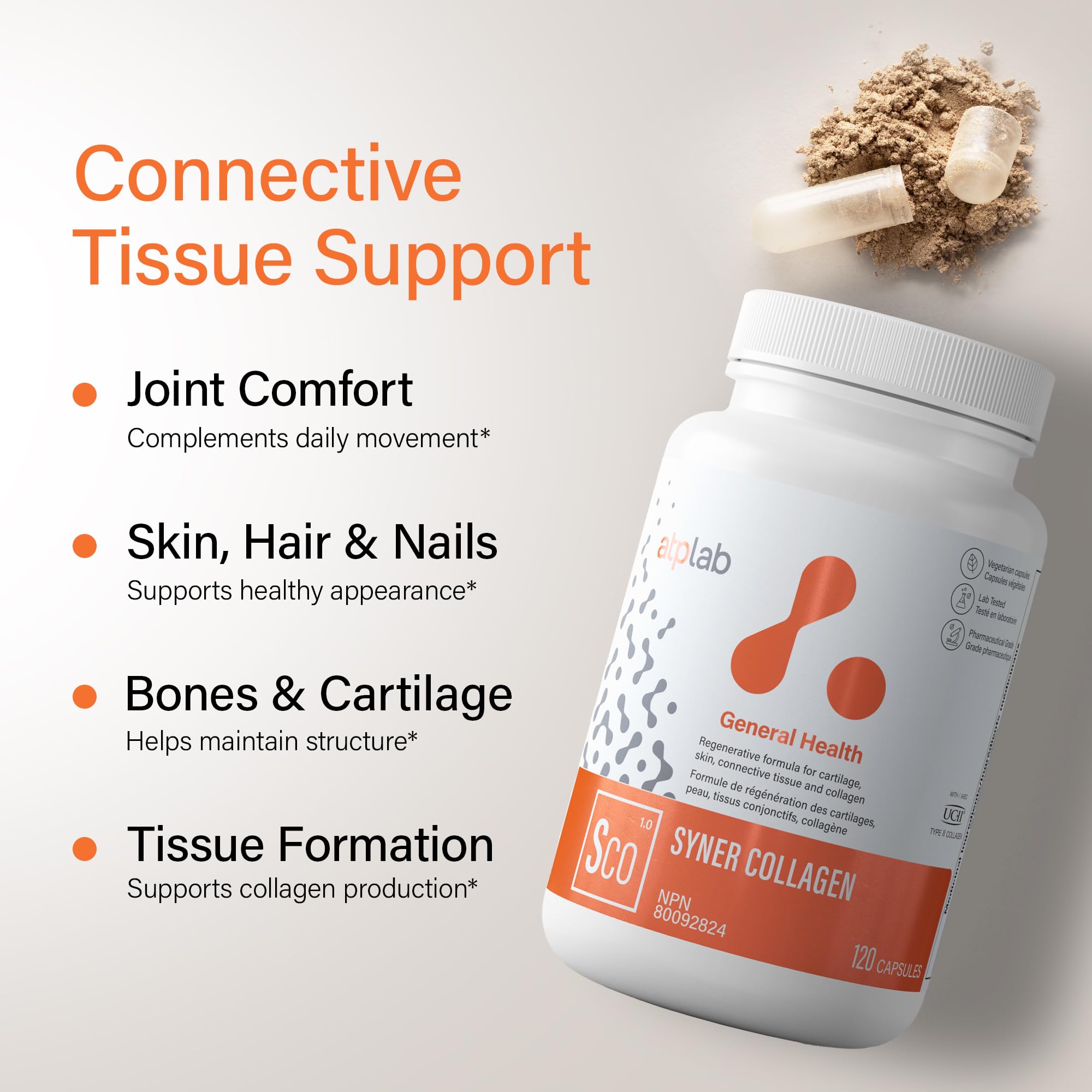 ATP LAB - Syner Collagen 120 Capsules - Collagen Supplements Capsules - Joint Health - Knee Joint Pain Relief and Cartilage Repair Supplement