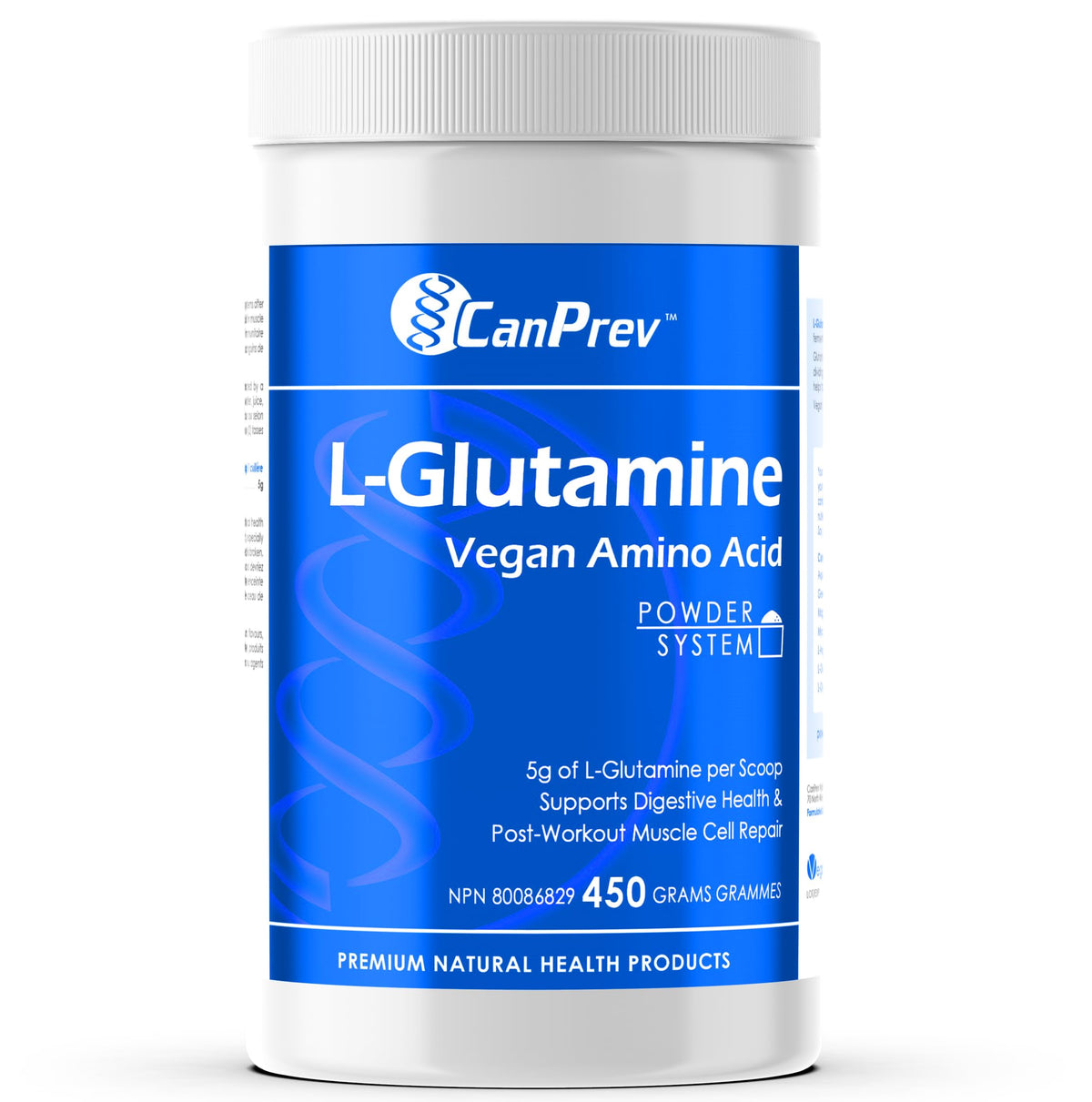 CanPrev L-Glutamine Powder, 5g per Scoop, Unflavoured, 450g, 90 Servings