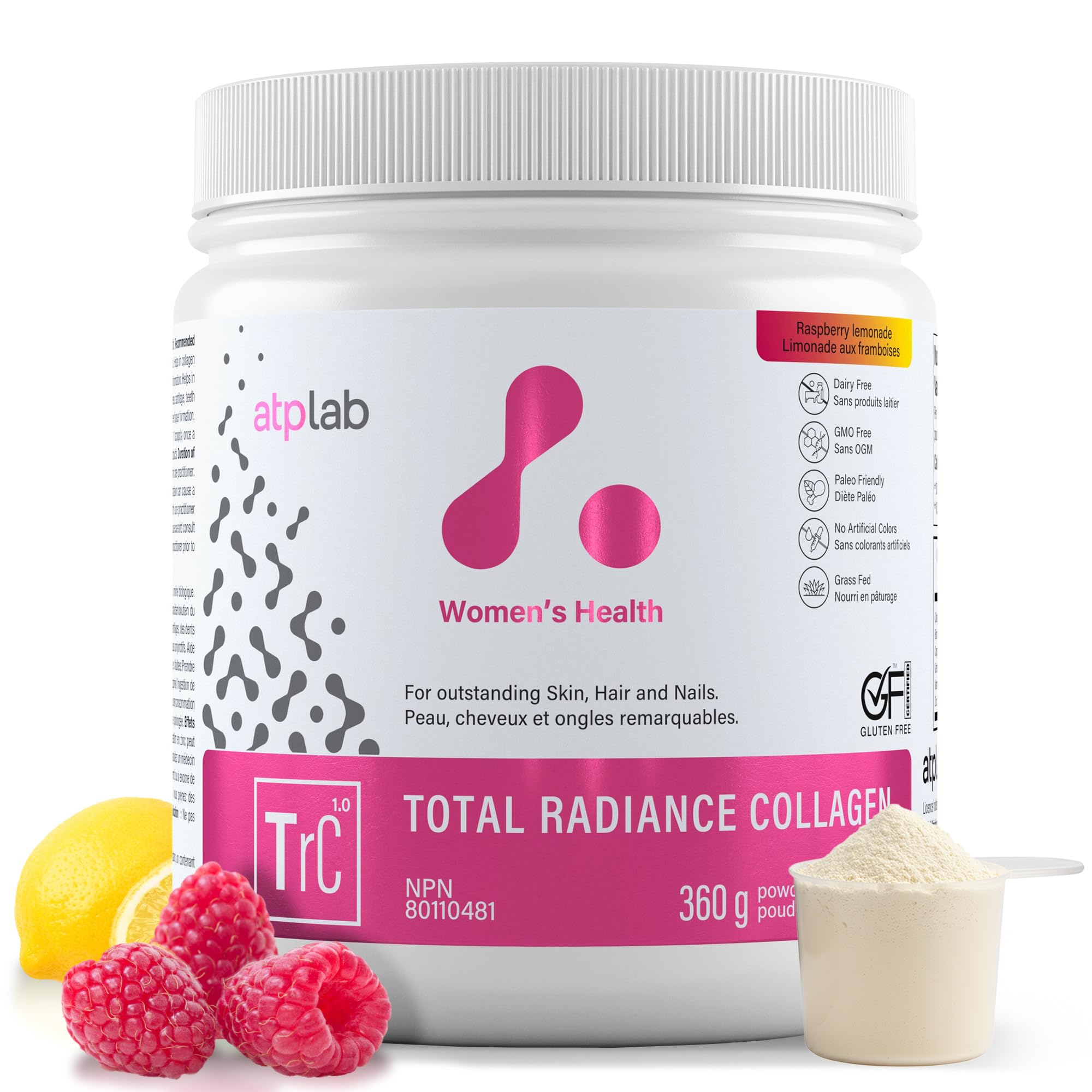 ATP LAB - Total Radiance Collagène 360g - Poudre de protéines de collagène pour femmes - Pour la peau, les cheveux et les ongles - Suppléments de collagène pour femmes
