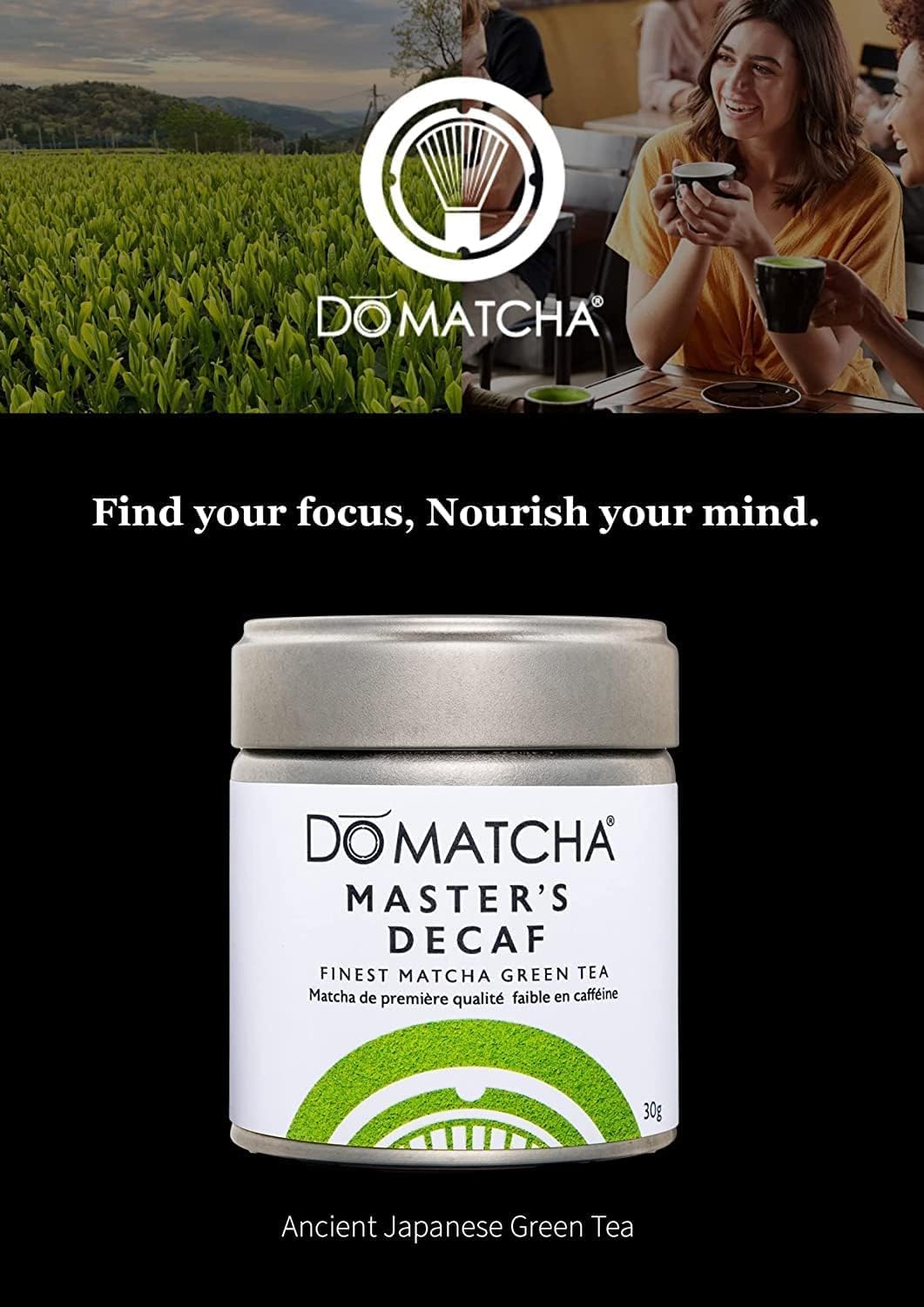 DoMatcha - Master's Decaf Matcha Powder, 30g Tin 25-Servings - Elite Japanese Ceremonial Grade for Authentic Matcha Tea Experience, Organic Matcha Powder, Ideal for Matcha Latte & Green Tea Supplement