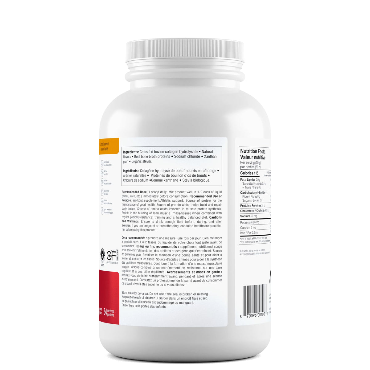 atplab Supreme Beef Protein Powder, Bone Broth, 54 Servings, Salted Caramel