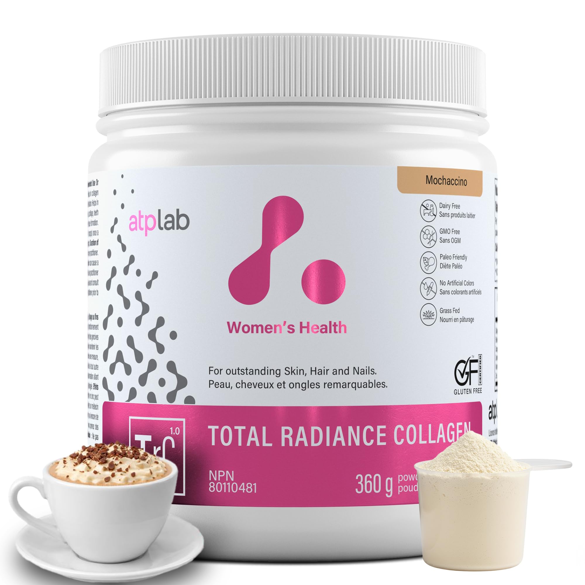 ATP LAB - Total Radiance Collagène 360g - Poudre de protéines de collagène pour femmes - Pour la peau, les cheveux et les ongles - Suppléments de collagène pour femmes