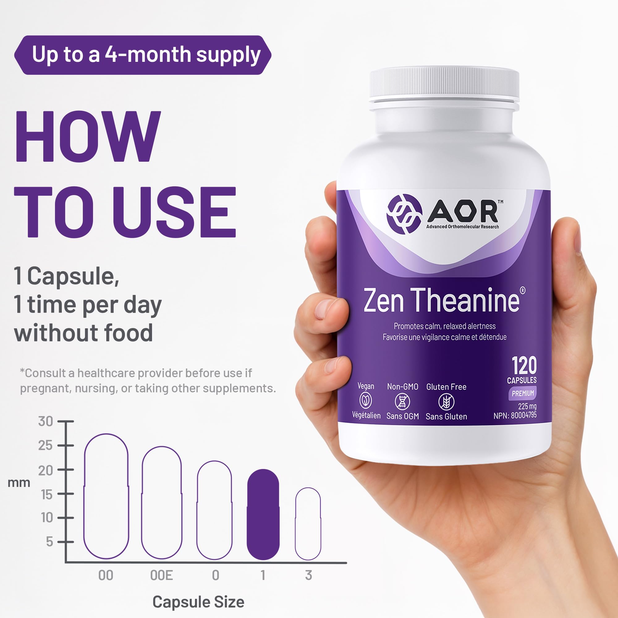 AOR - Zen Théanine - 60 gélules - Favorise la relaxation sans somnolence
