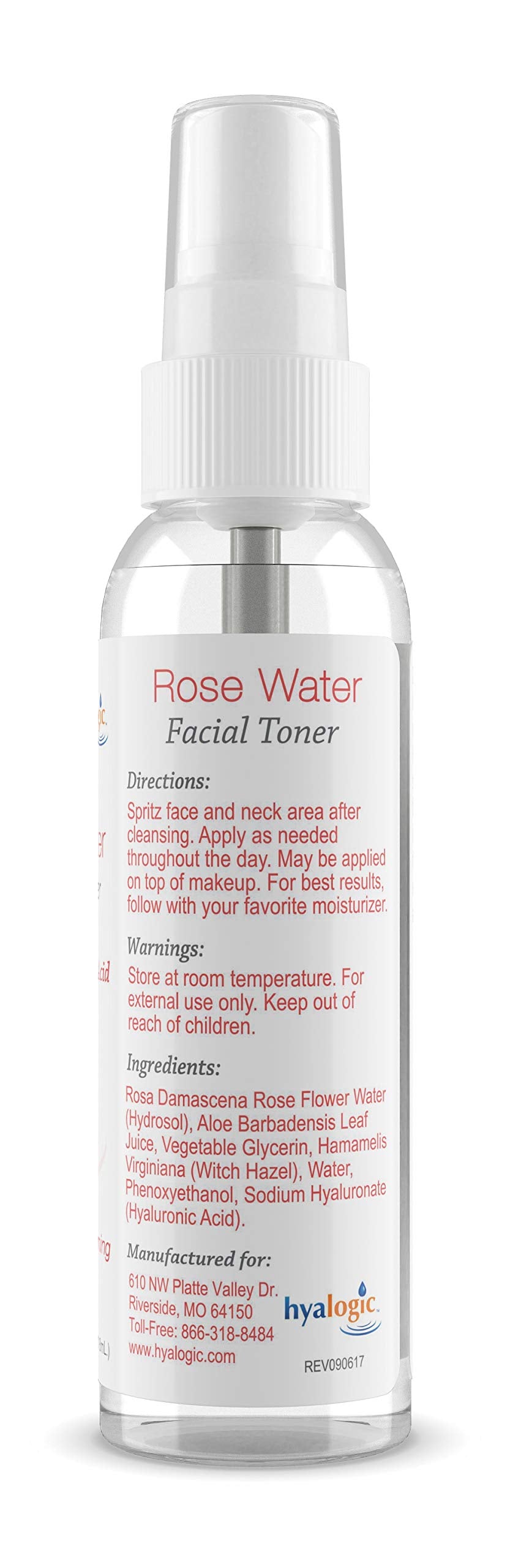 Tonique Facial à l'Eau de Rose et à l'Acide Hyaluronique - Tonique à l'Eau de Rose 100% Naturelle pour le Visage et le Cou, Idéal pour Tous les Types de Peau - Hypoallergénique, 120 ml