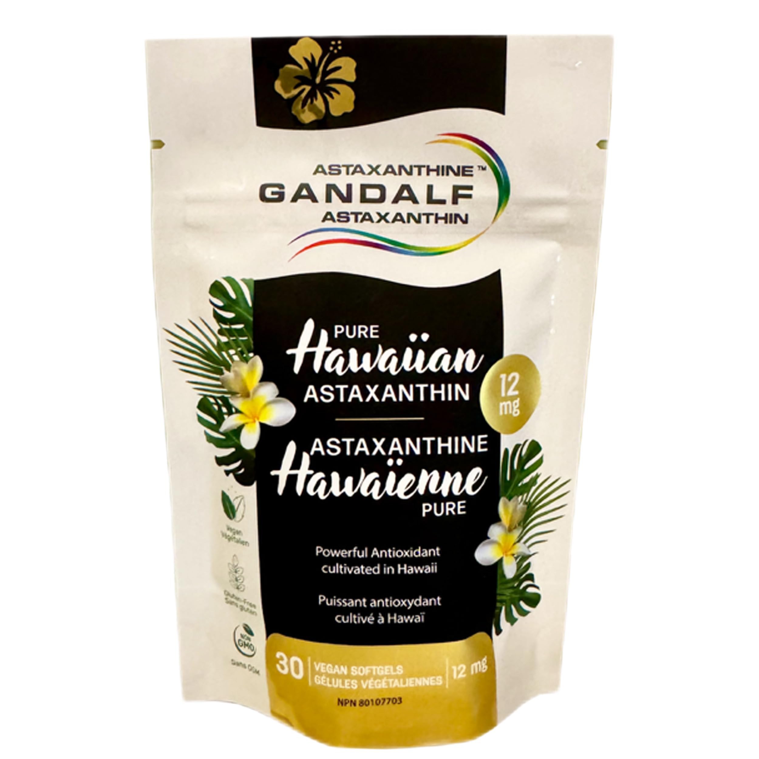 Gandalf Pure Hawaiian Astaxanthin 12mg 30 Vegan Softgels 30-Day Supply - Supports Eye Comfort & Joint Flexibility, Natural Antioxidant Power, Promote Skin & Vision Wellness, Grown in Hawaii
