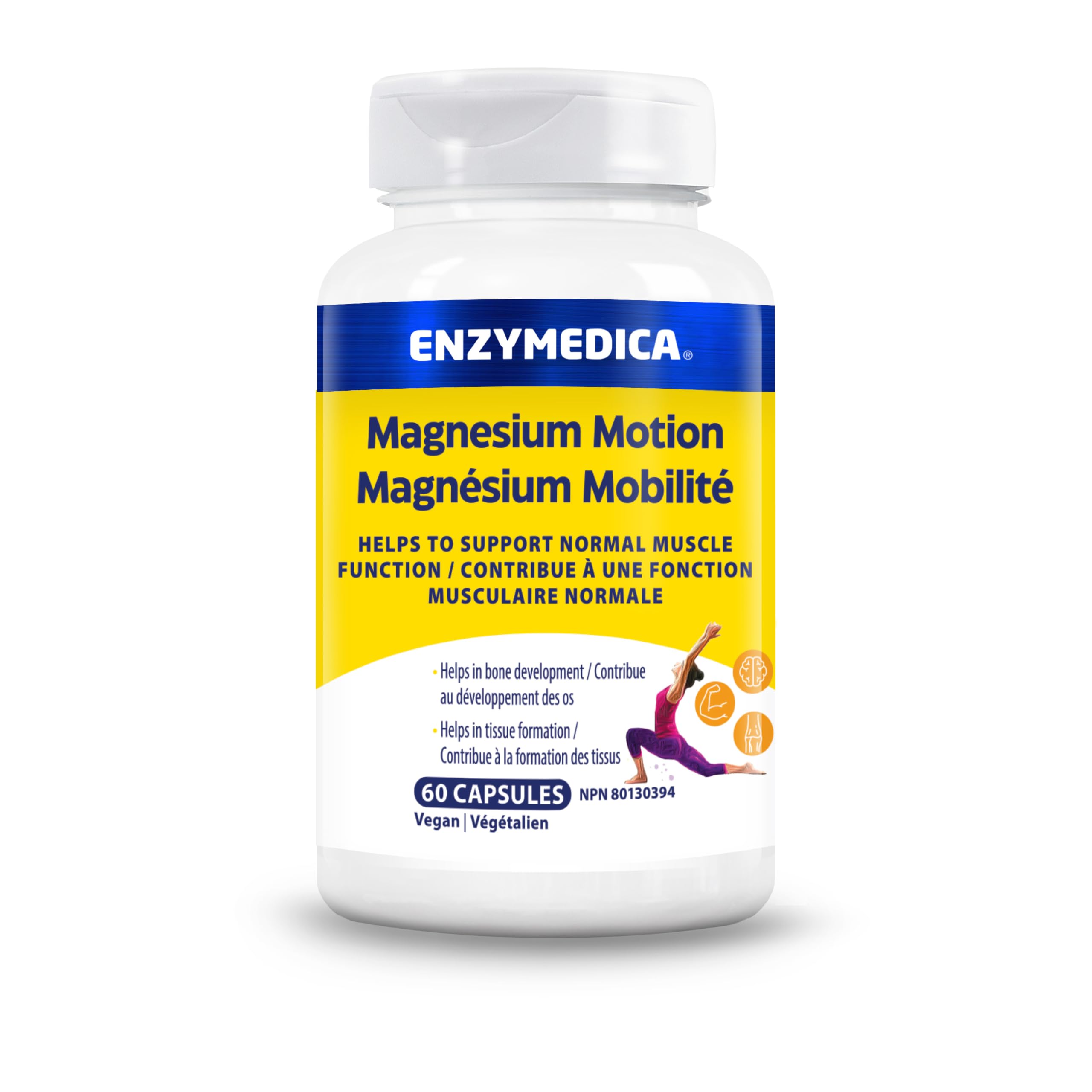 Enzymedica Magnesium Motion, 60 Vegan Caps, 30-Day Supply, Enhanced Magnesium Glycinate, Malate & ATA Mg, Promotes Relaxation, Supports Muscle, Bone & Heart Function, Dairy & Soy Free, Easy Absorption
