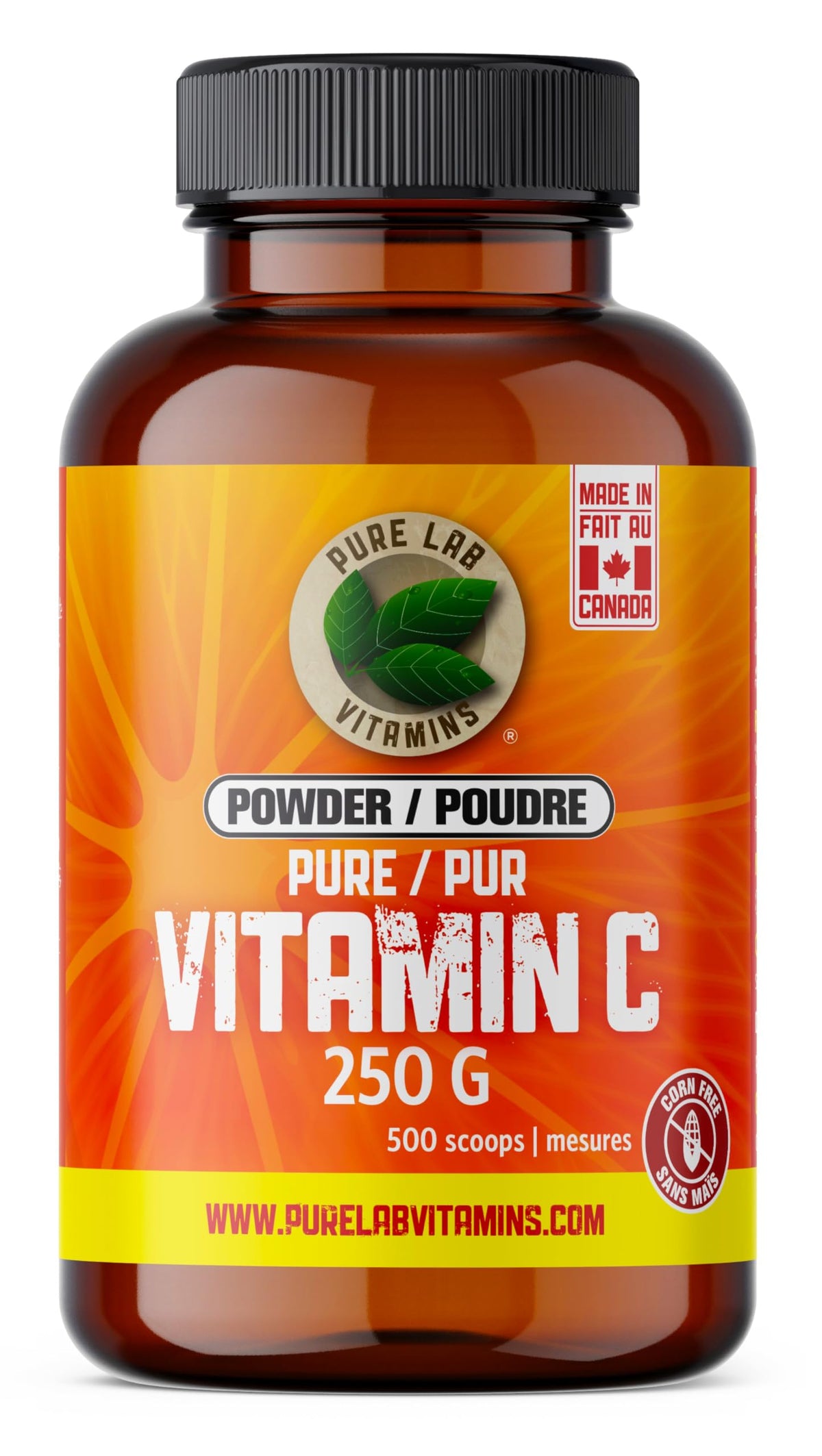 Pure Lab Vitamins | Vitamin C 500mg Powder | 250g | Vitamin C Powder Ascorbic Acid | Bone Health, Gum Health, Skin Repair, Teeth Health, Antioxidant, Wound Healing and Immune System Booster for Adults