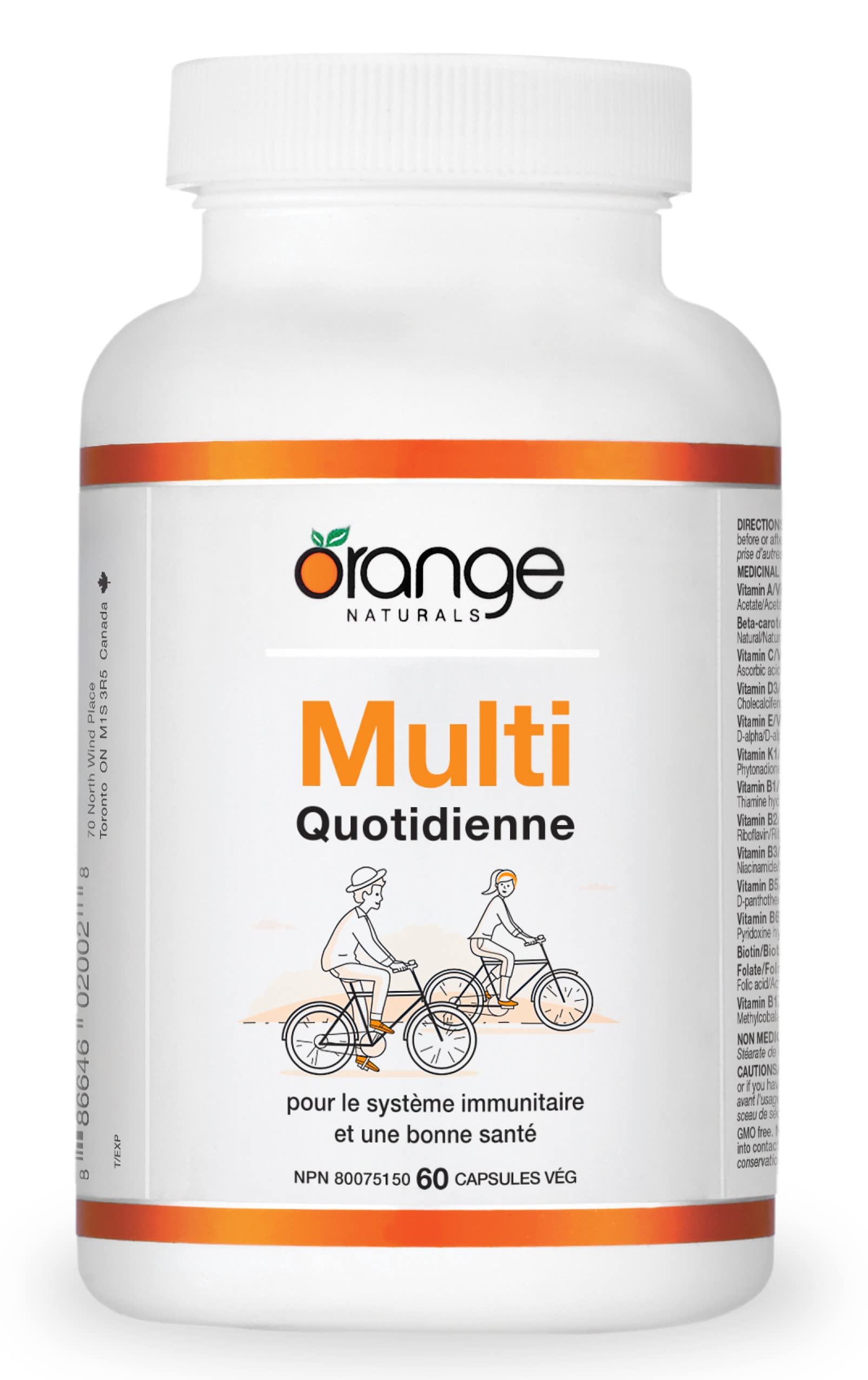 Orange Naturals - Multivitamines Quotidiennes, 60 gélules (approvisionnement de 30 jours) - Multivitamines pour le Soutien Immunitaire - Supplément Multi-Antioxydant - Os, Dents, Vue et Énergie en Bonne Santé