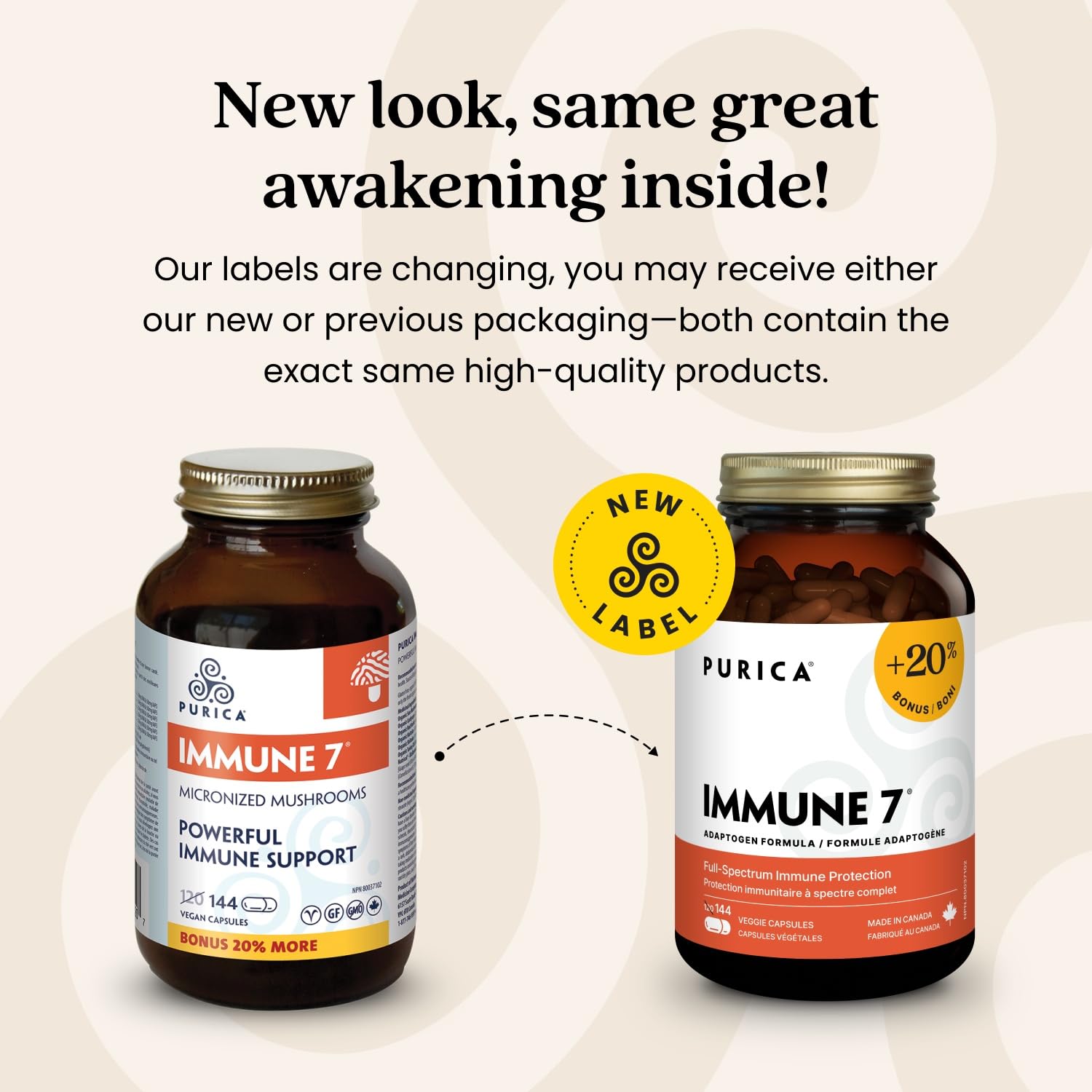 PURICA Complexe Immunitaire 7, 60 gélules - Soutien immunitaire complet avec Coriolus versicolor, Cordyceps, Reishi, Maitake, Shiitake, Champignon du Soleil - Vitalité à spectre complet, Améliore la santé et le bien-être